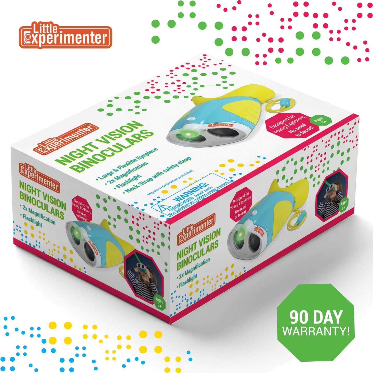 Little Experimenter Night Vision Binoculars for Kids – Built-In Flashlight, Ergonomic Design, STEM Gift