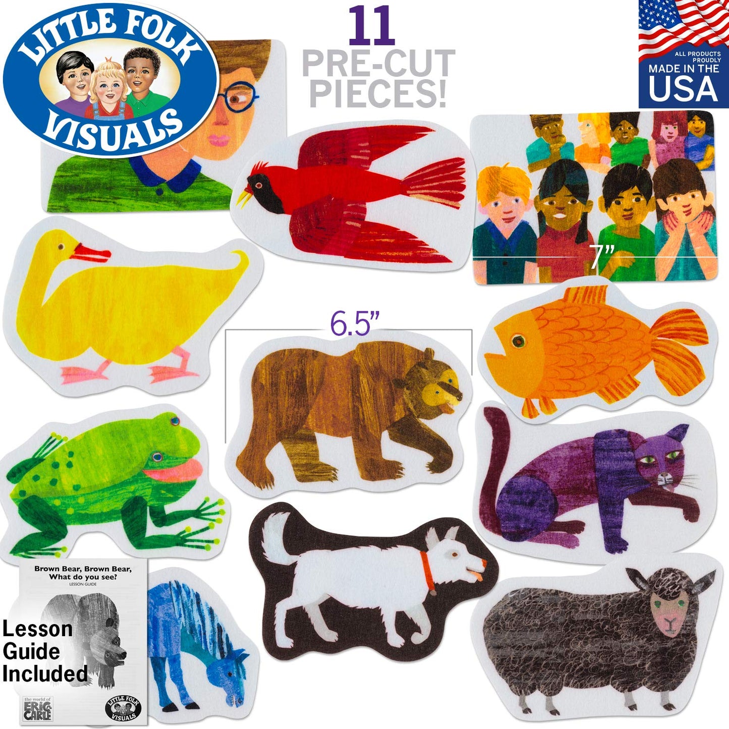 Little Folk Visuals Brown Bear Felt Board Figures – 11-Piece Set with Lesson Guide