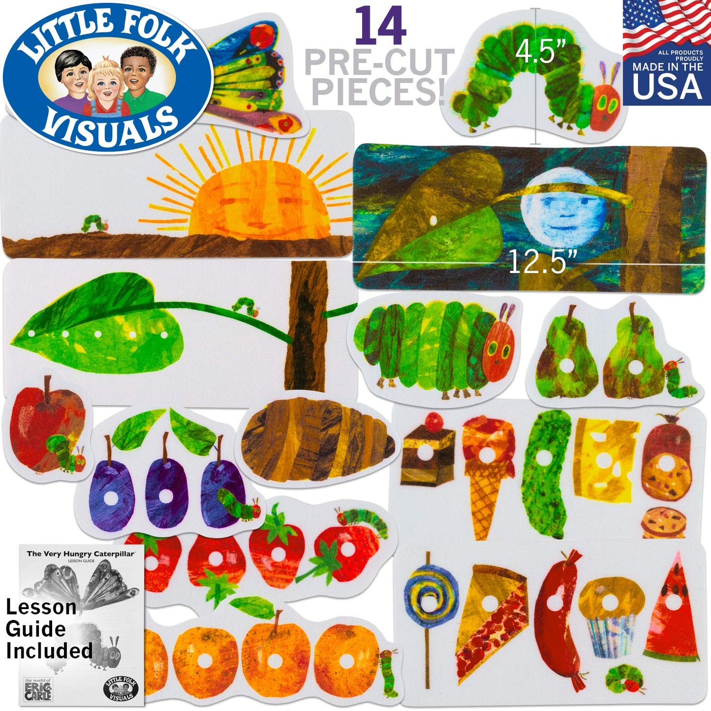 Little Folk Visuals The Very Hungry Caterpillar Precut Flannel/Felt Board Figures – 14-Piece Set