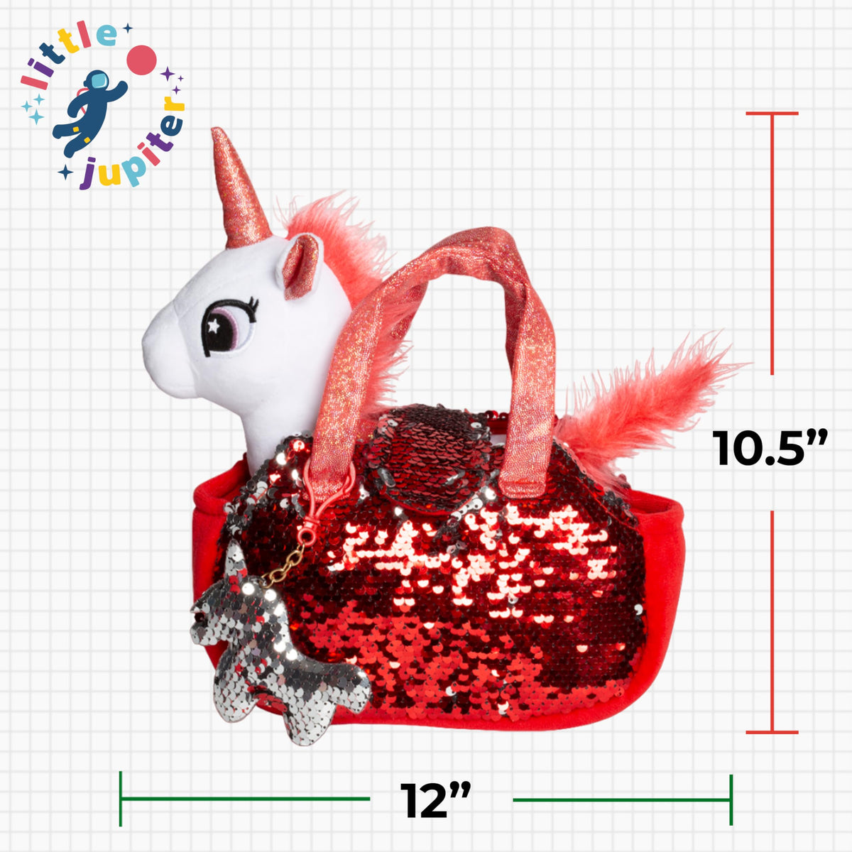 Little Jupiter Plush Unicorn Set with Reversible Sequin Purse – 12-Inch Gift for Girls 4-7