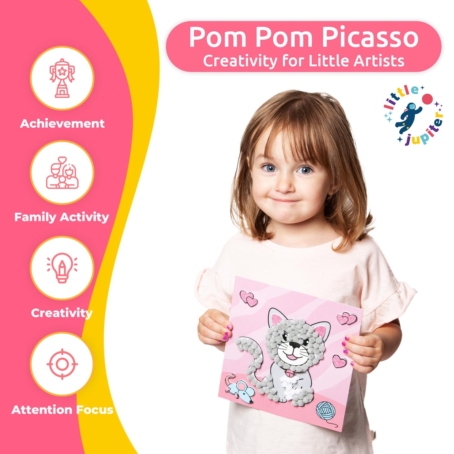 Little Jupiter DIY Pom Pom Art Kit – 10 Creative Projects for Kids Aged 3-5