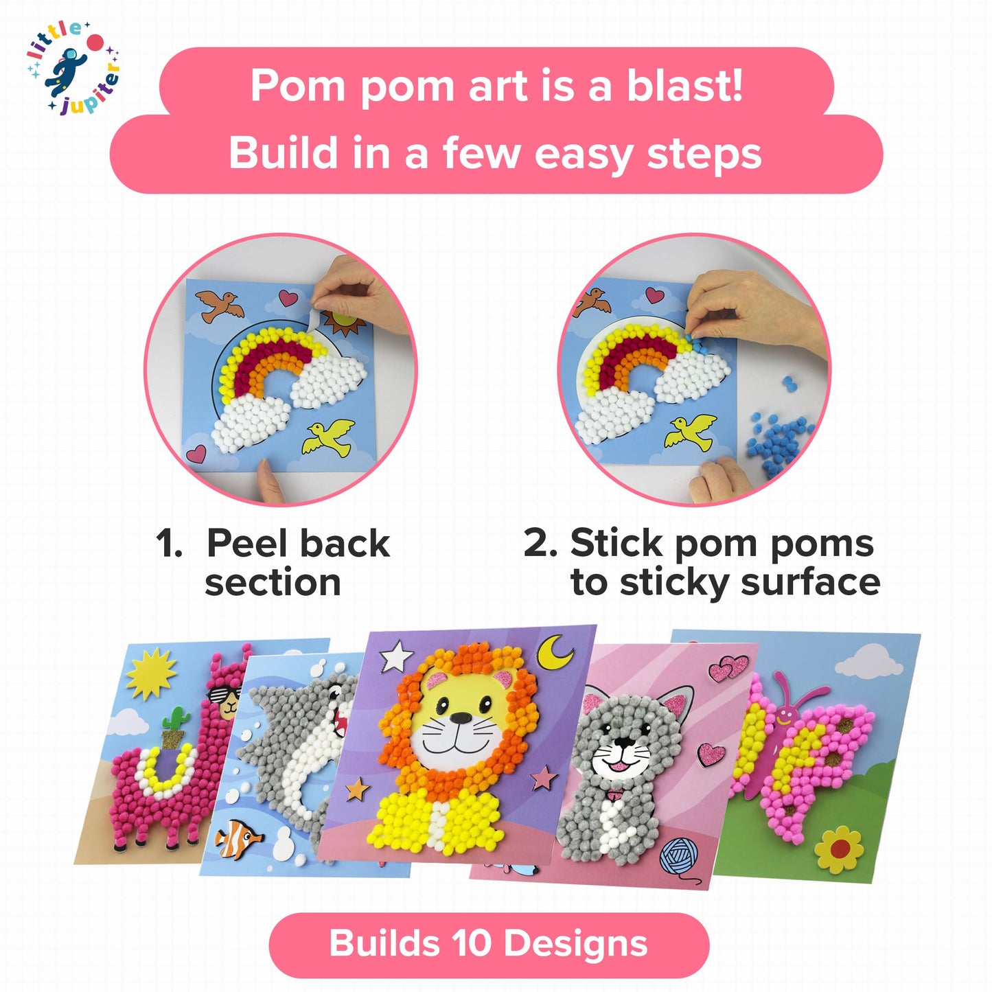 Little Jupiter DIY Pom Pom Art Kit – 10 Creative Projects for Kids Aged 3-5