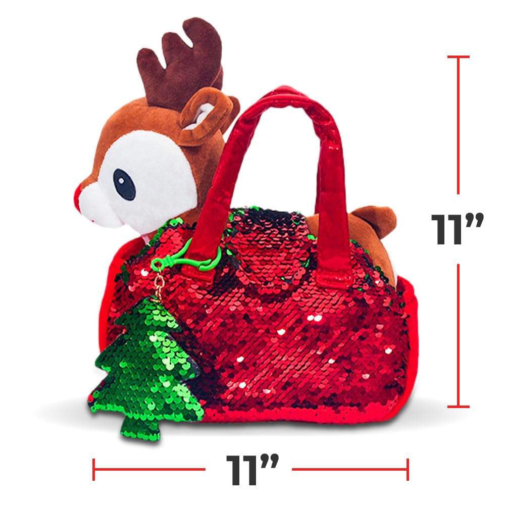 Little Jupiter Plush Reindeer with Sequin Purse – 11-Inch Gift Set for Girls 4-7