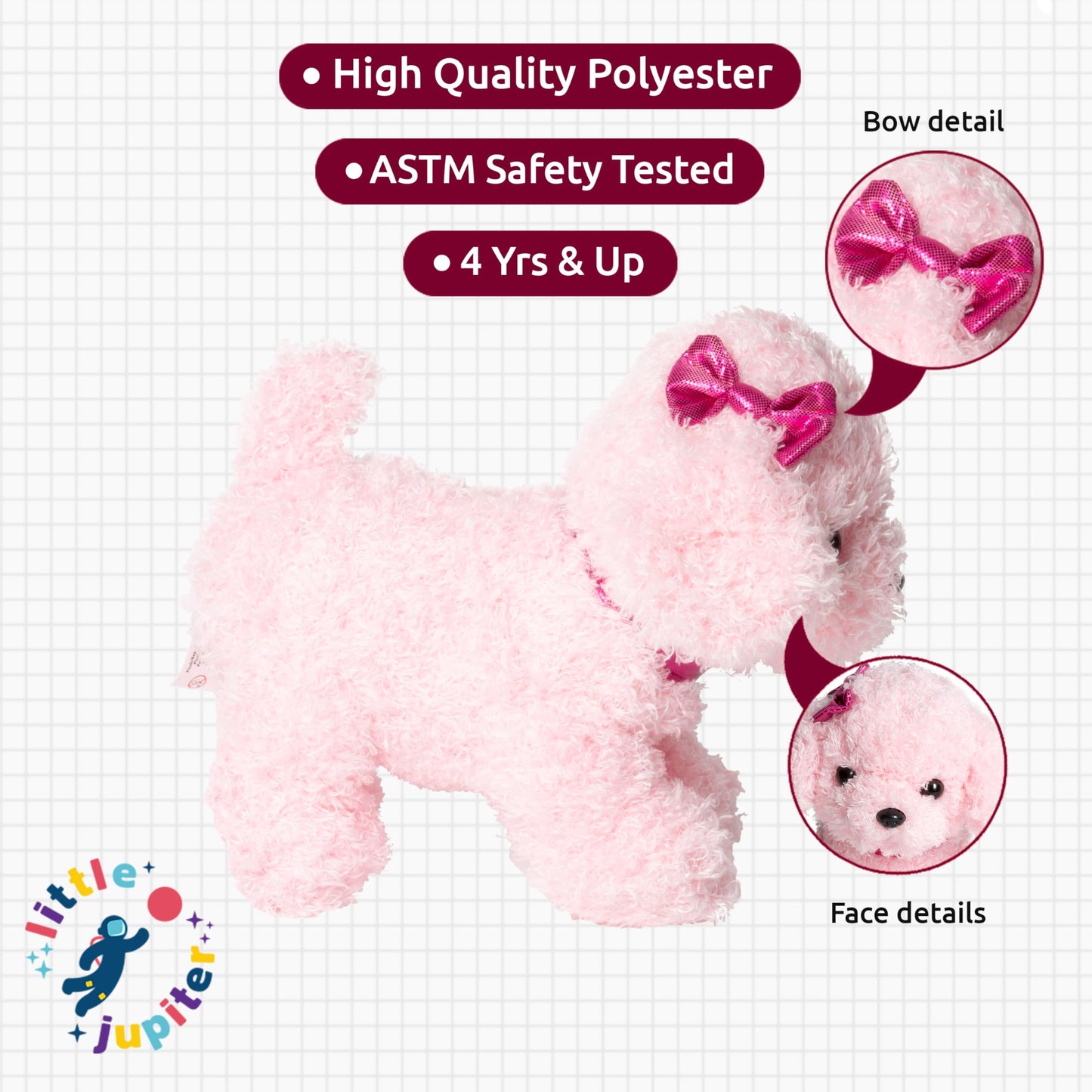 Little Jupiter Pet Plush Set with Reversible Sequins & Purse – Pink Labradoodle