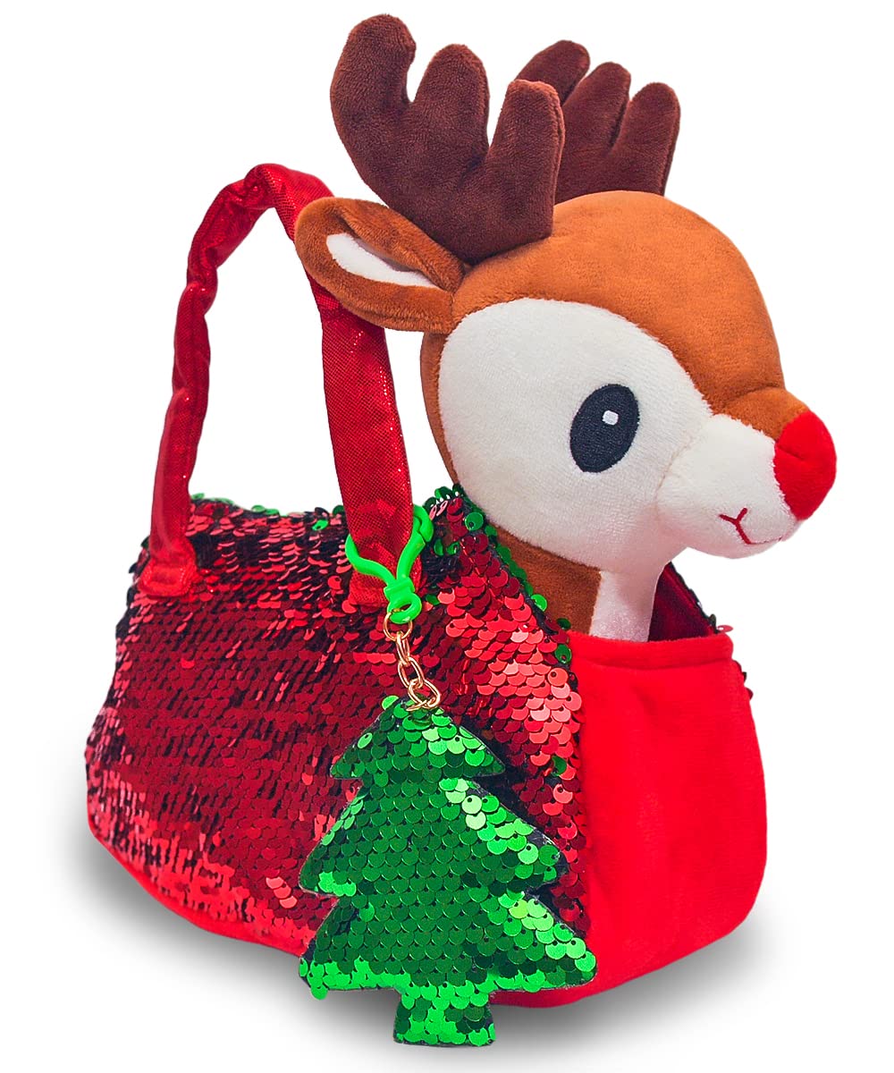 Little Jupiter Plush Reindeer with Sequin Purse – 11-Inch Gift Set for Girls 4-7