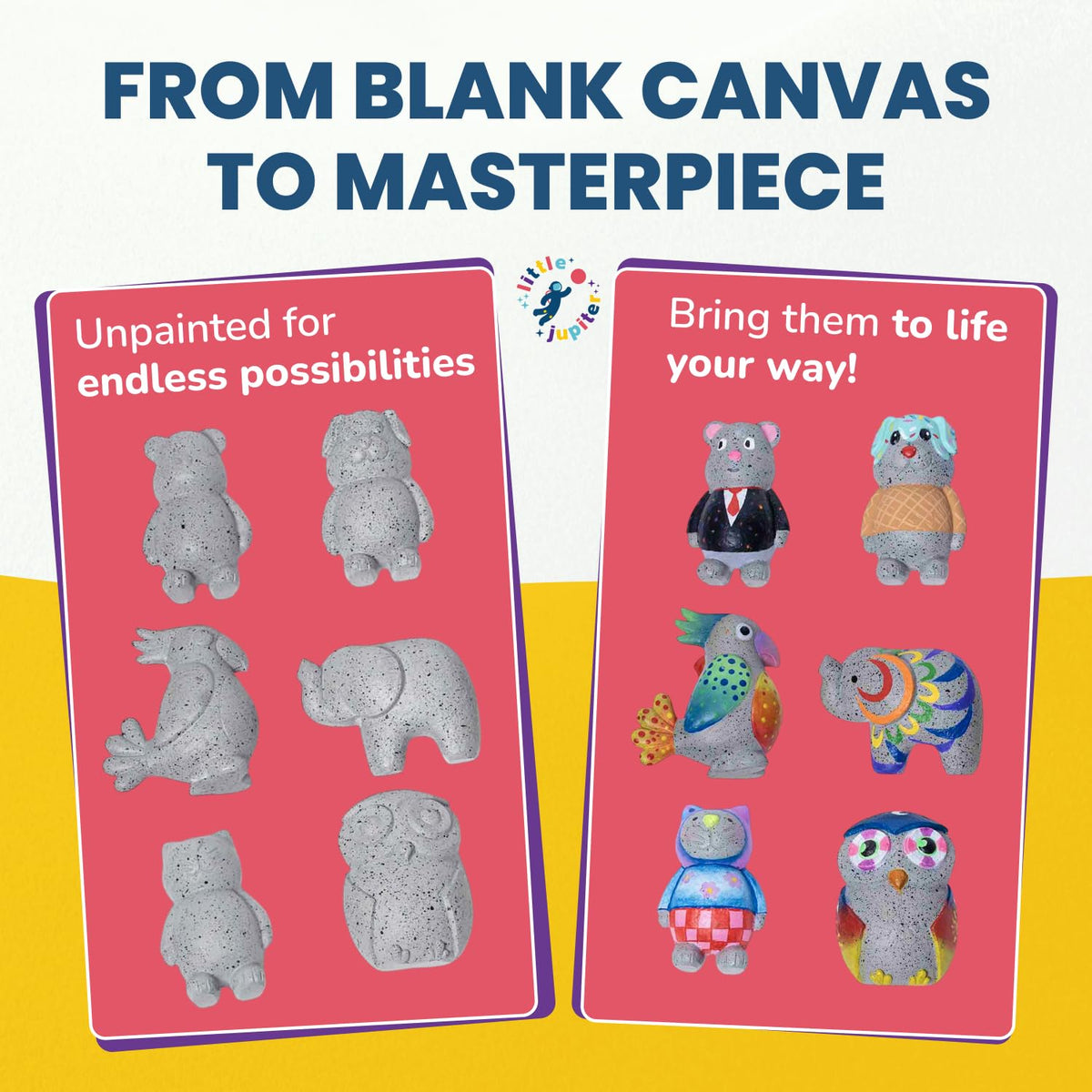 Little Jupiter Rock Buddies: DIY Resin Stone Animal Figures for Kids 3-12 | Paint Kit