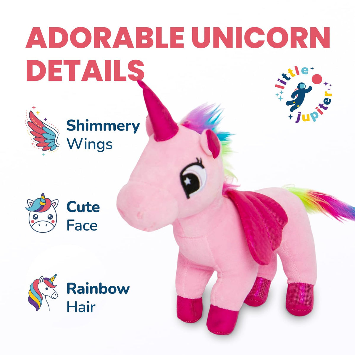 Little Jupiter Plush Pet Set with Purse - Unicorn Plush Toy for Girls, Ages 4-7 (Pink Unicorn)