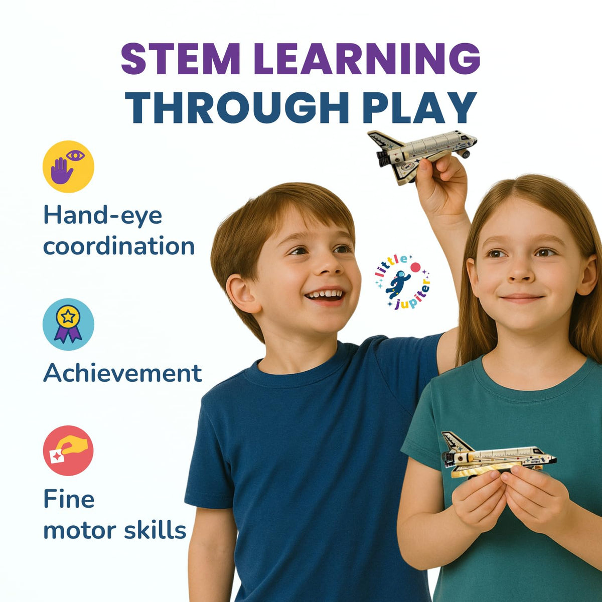 Little Jupiter DIY Space Shuttle Wood Kit – Build Your Own Toy Spaceship (Ages 4-10)