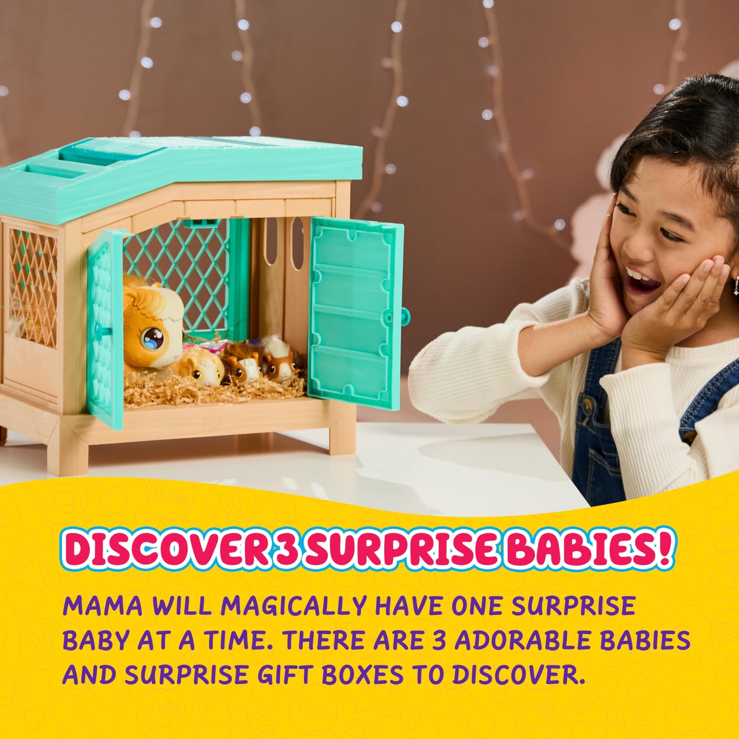Little Live Pets Mama Surprise Guinea Pig Plush Toy — Interactive Hutch, 3 Babies, 20+ Sounds | Ages 4+