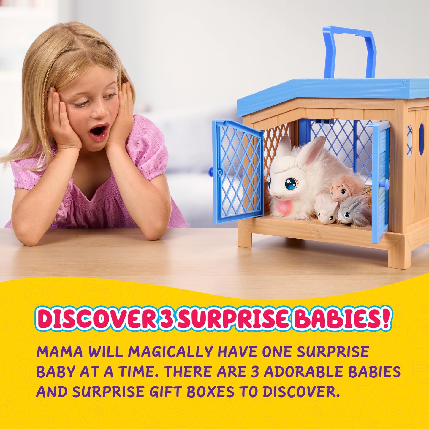 Little Live Pets Bunny Mama Surprise Toy Set – Hutch Interactive Playset with 3 Babies (Ages 3+)