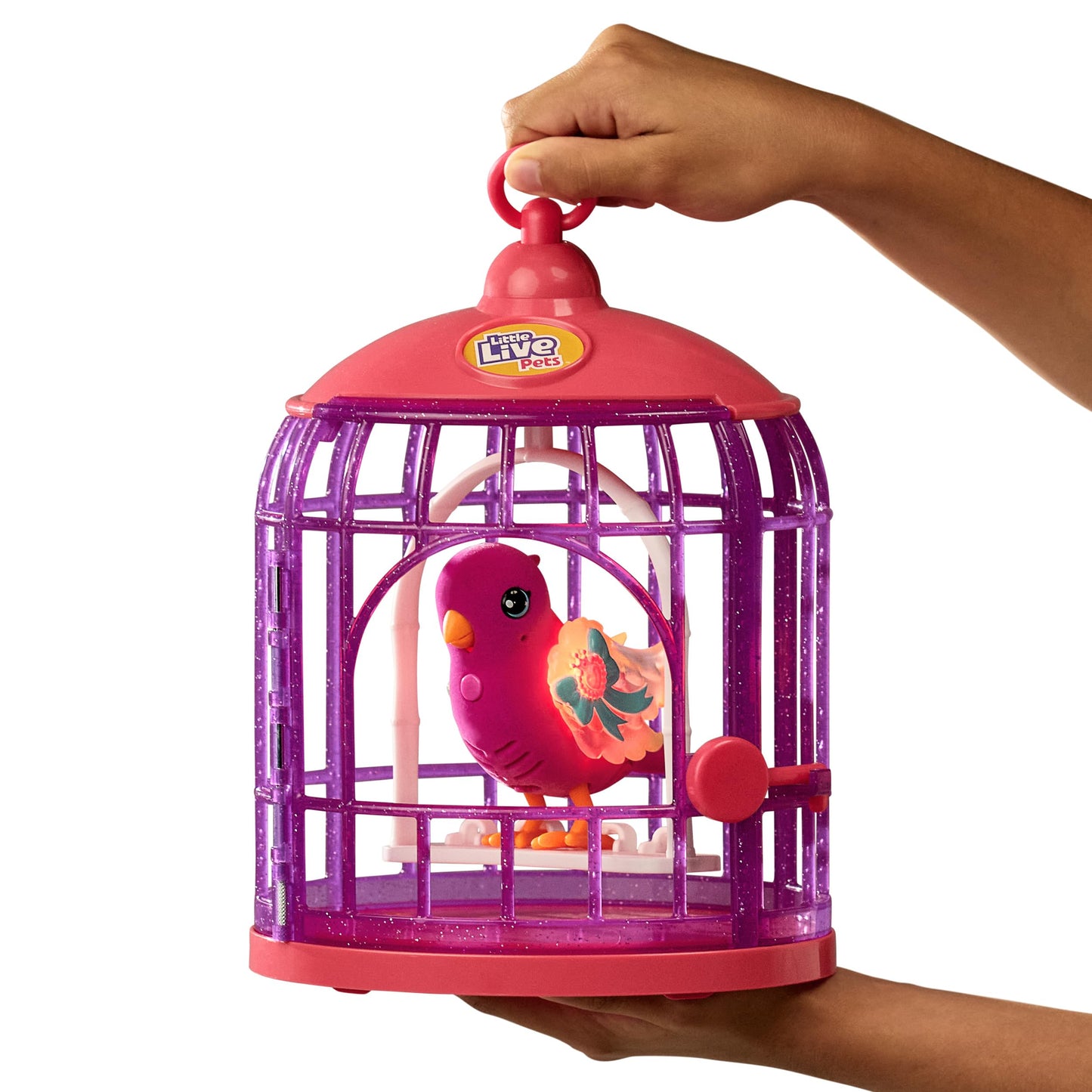 Little Live Pets Lil' Bird & Bird Cage: Tiara Twinkles, Light-Up Wings, 20+ Sounds, and Touch-React