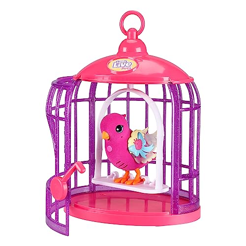 Little Live Pets Lil' Bird & Bird Cage: Tiara Twinkles, Light-Up Wings, 20+ Sounds, and Touch-React