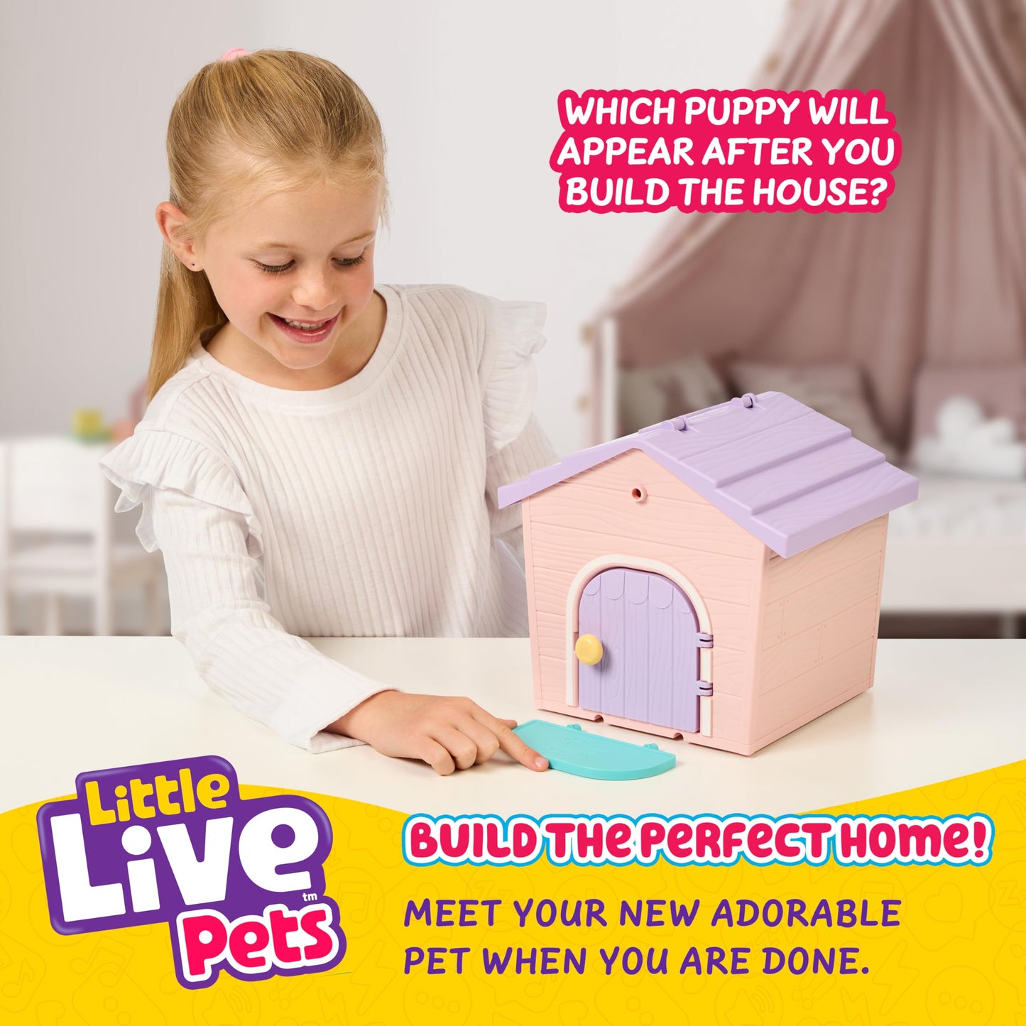 Little Live Pets My Puppy's Home Mini Playset – Pink Dog House Toy for Kids 5+