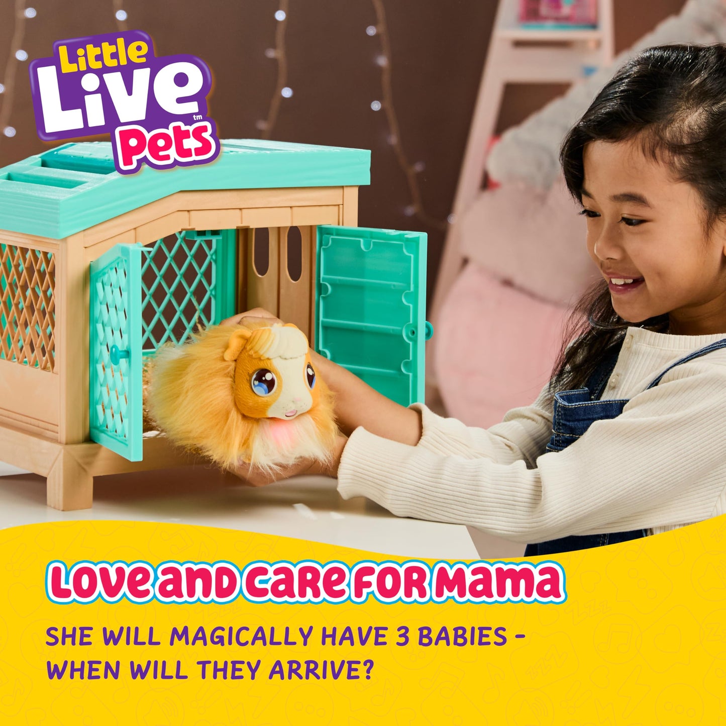 Little Live Pets Mama Surprise Guinea Pig Plush Toy — Interactive Hutch, 3 Babies, 20+ Sounds | Ages 4+