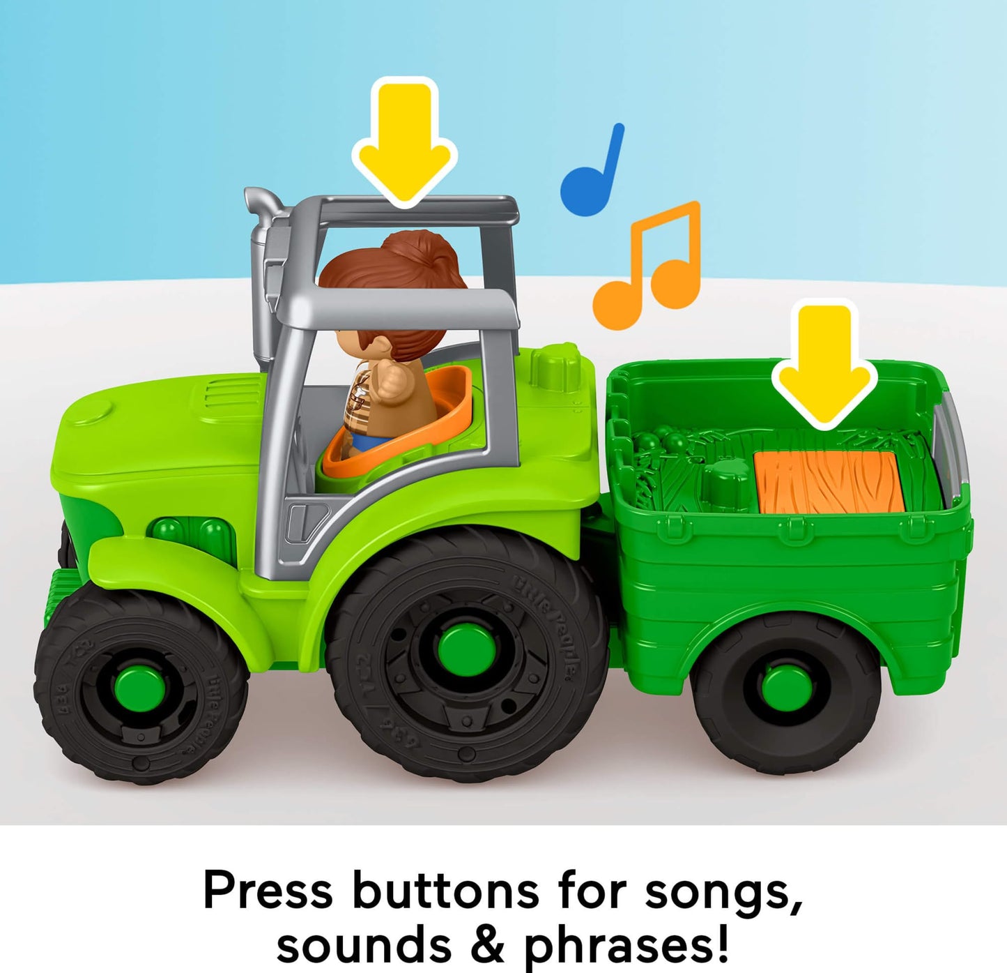 Little People Push & Play Tractor – Fisher-Price Toddler Push-Along Musical Farm Vehicle