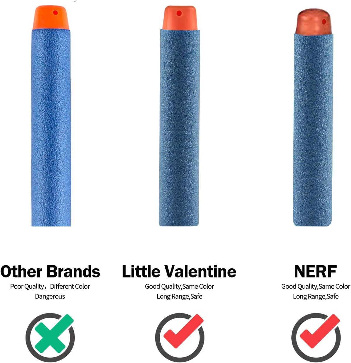 Little Valentine Nerf Elite 2.0 Darts — Blue Pack (200 Count), Compatible with All Elite 2.0 Blasters