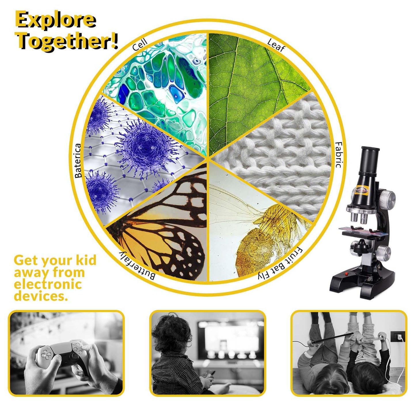 Little World Beginner Microscope Kit with LED — 100x/400x/1200x Magnification + 12 Prepared Slides