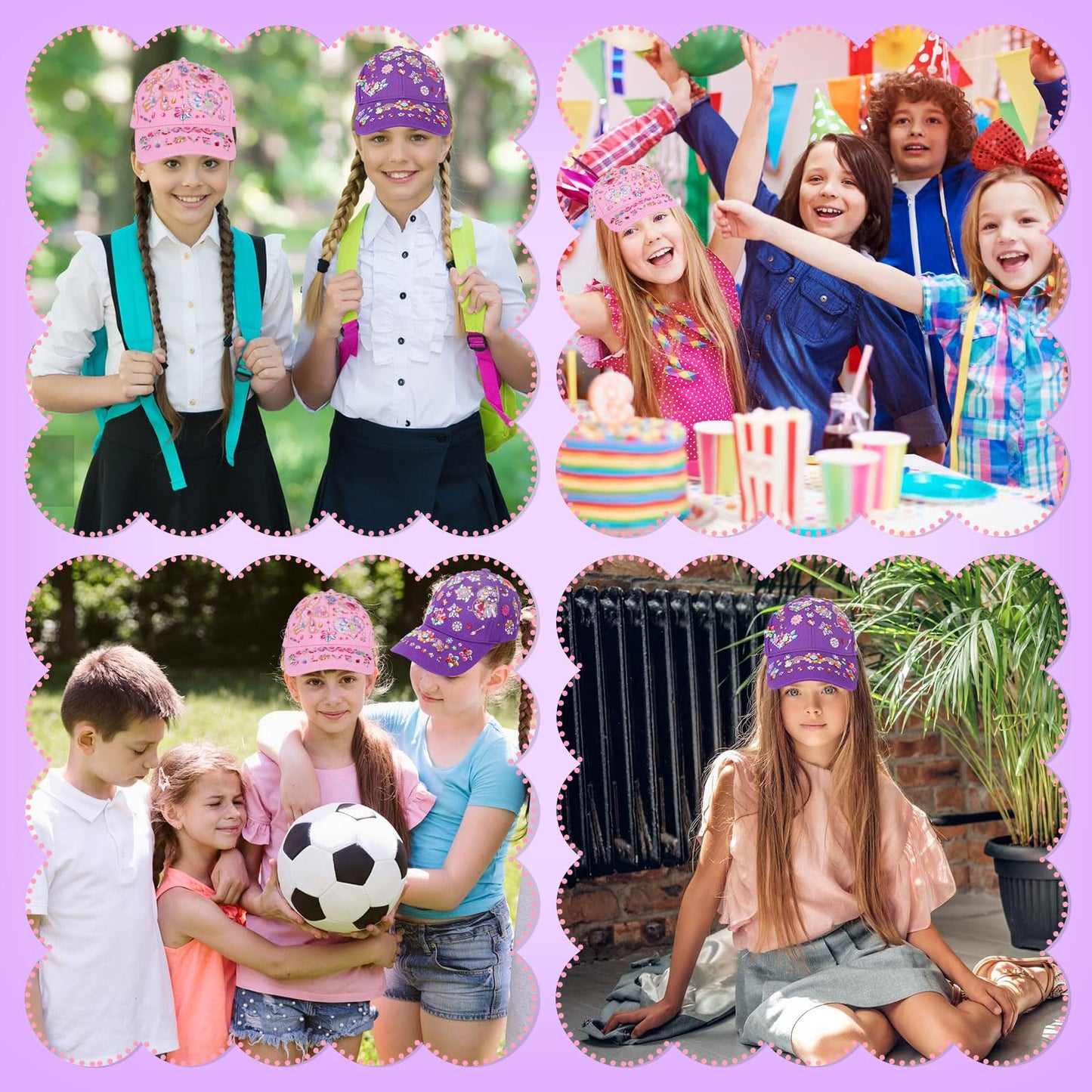 Littlefun DIY Gem Baseball Cap Kit – Unicorn Stickers & Adjustable Caps for Kids 4-12