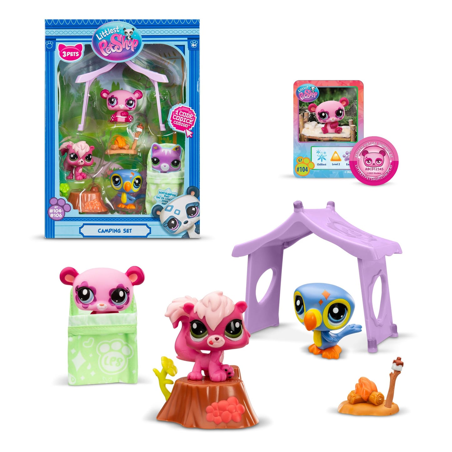 Littlest Pet Shop BF00574 Camping Set – 3 Pets & Accessories | Panda, Toucan, Squirrel