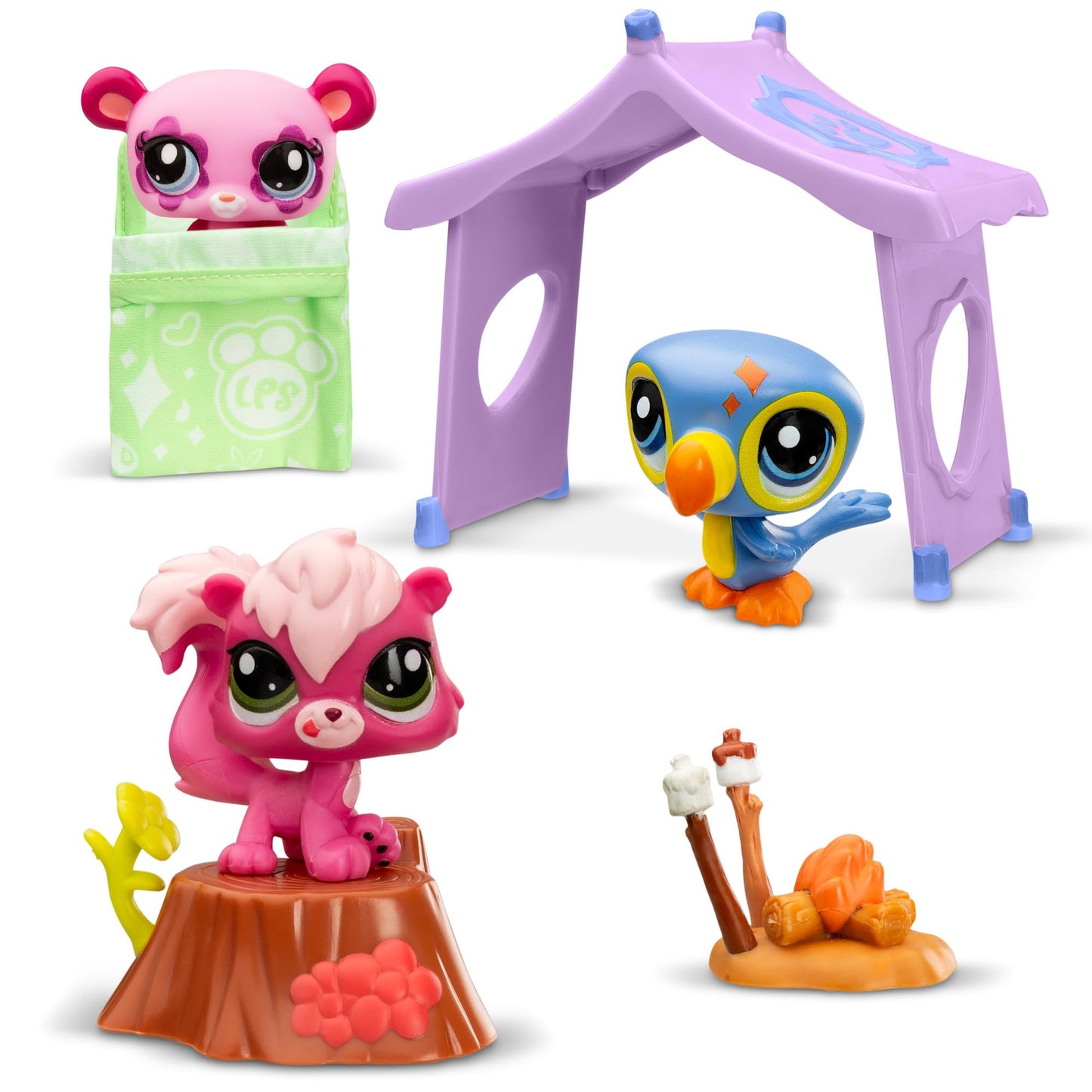 Littlest Pet Shop BF00574 Camping Set – 3 Pets & Accessories | Panda, Toucan, Squirrel