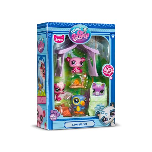 Littlest Pet Shop BF00574 Camping Set – 3 Pets & Accessories | Panda, Toucan, Squirrel