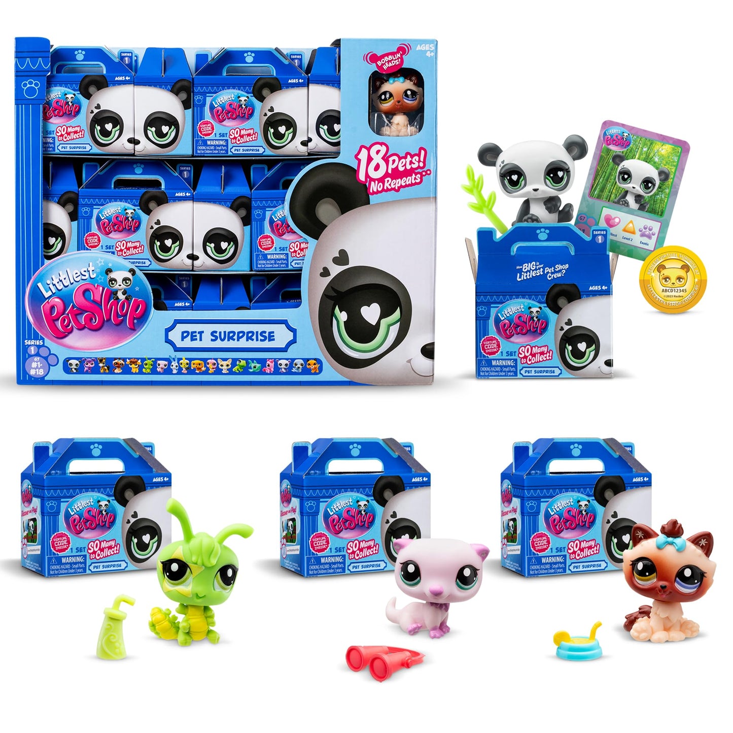Littlest Pet Shop Gen 7 18-Pet Collector Display – Authentic Bobble Head Figures