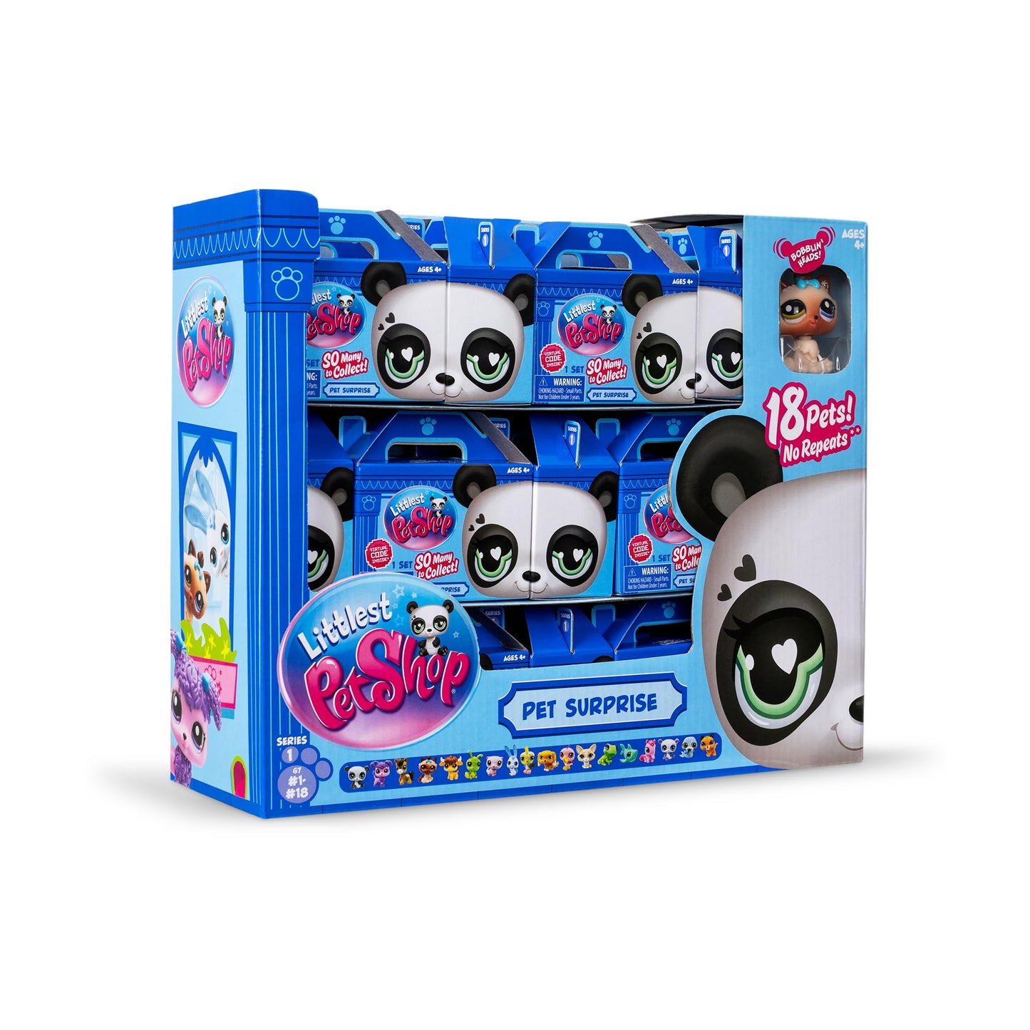 Littlest Pet Shop Gen 7 18-Pet Collector Display – Authentic Bobble Head Figures