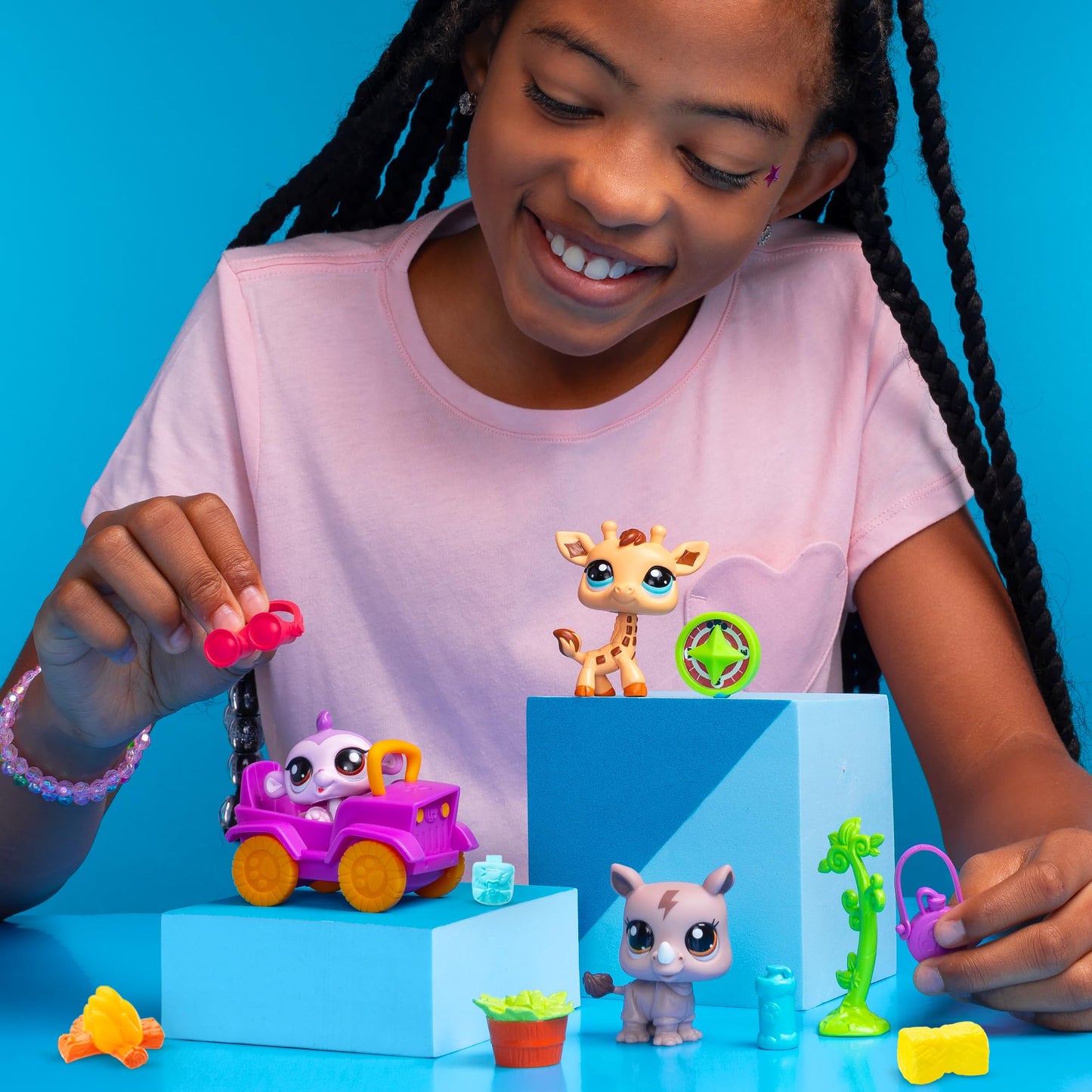 Littlest Pet Shop Safari Play Pack Gen 7 – Pets #53, #54, #55 | Collectible Bobblin' Heads