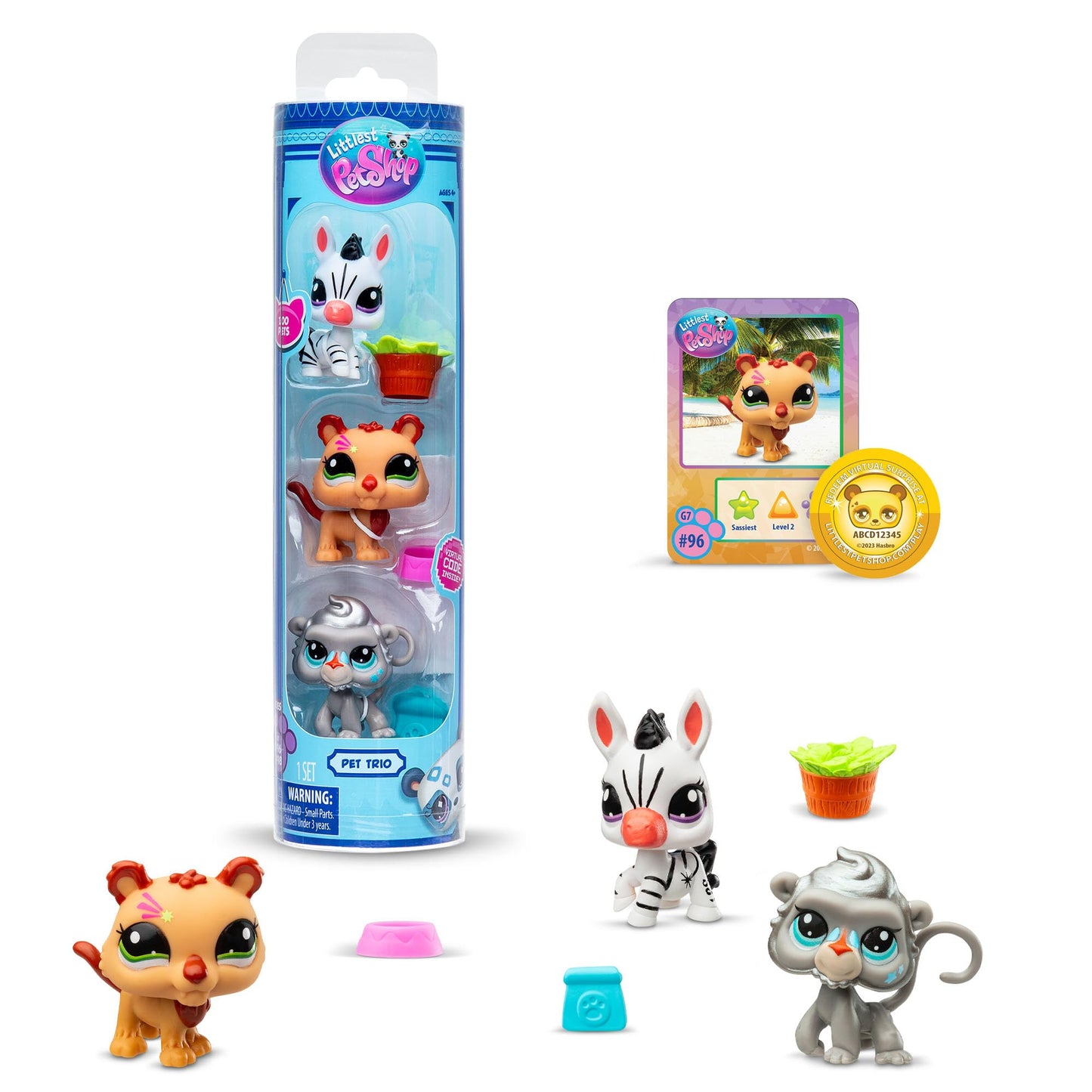 Littlest Pet Shop Pack 3 Zoo Pets BF00597 – Generation 7, 3 Moving-Head Zoo Figures