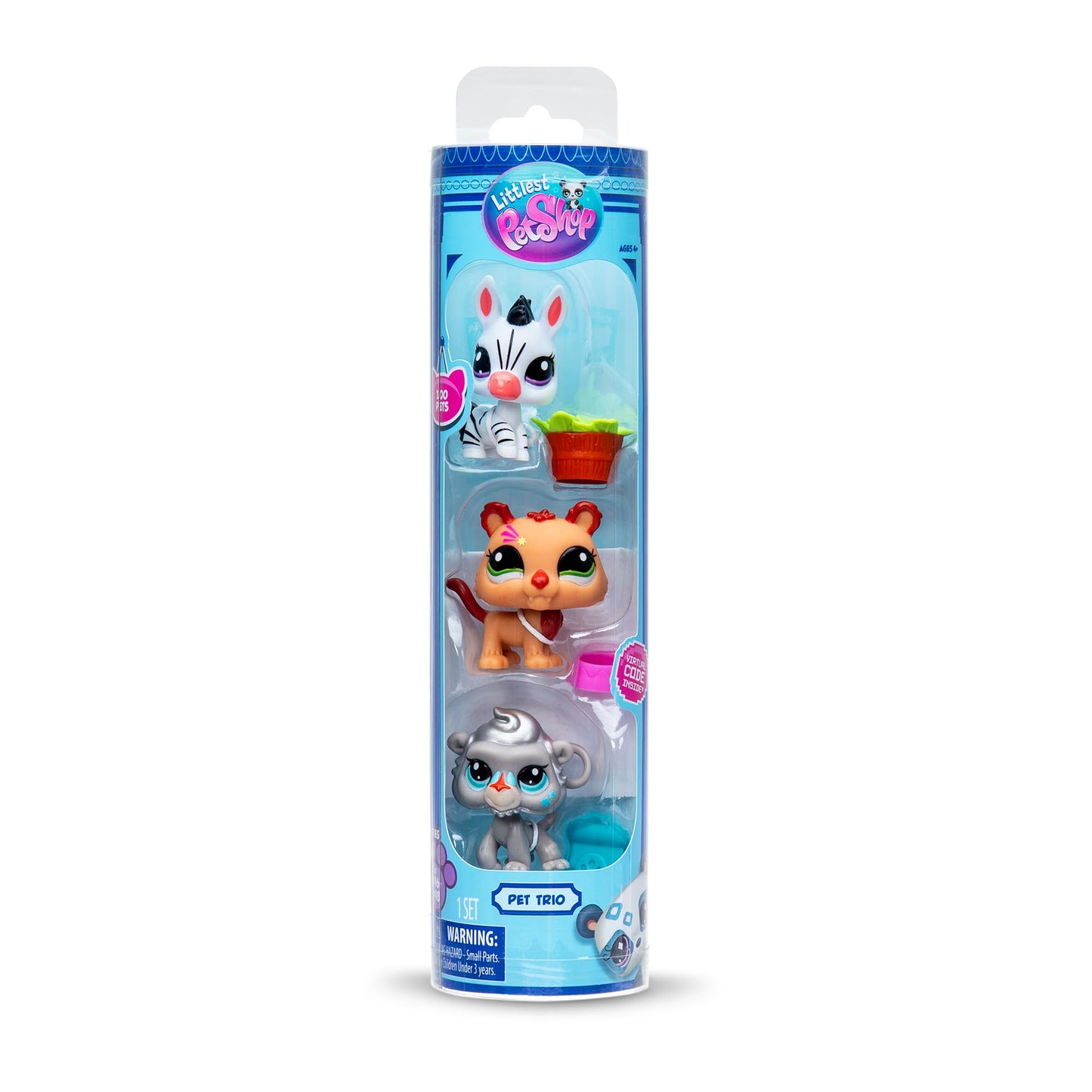 Littlest Pet Shop Pack 3 Zoo Pets BF00597 – Generation 7, 3 Moving-Head Zoo Figures