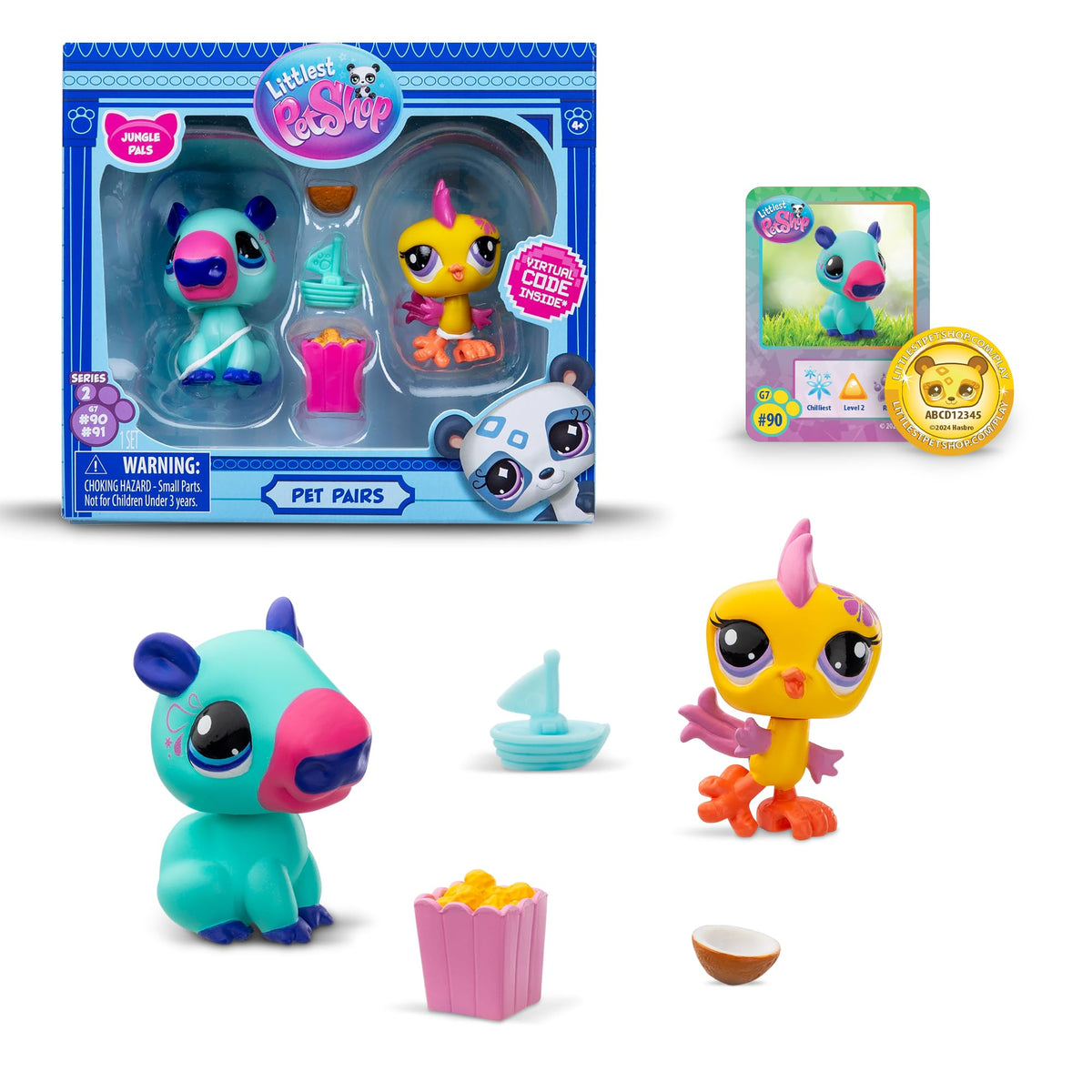 Littlest Pet Shop Pet Pairs 2-Pack – Random Duo with 2 Mini Toys, 3 Accessories, 1 Collector Card & 1 Virtual Code
