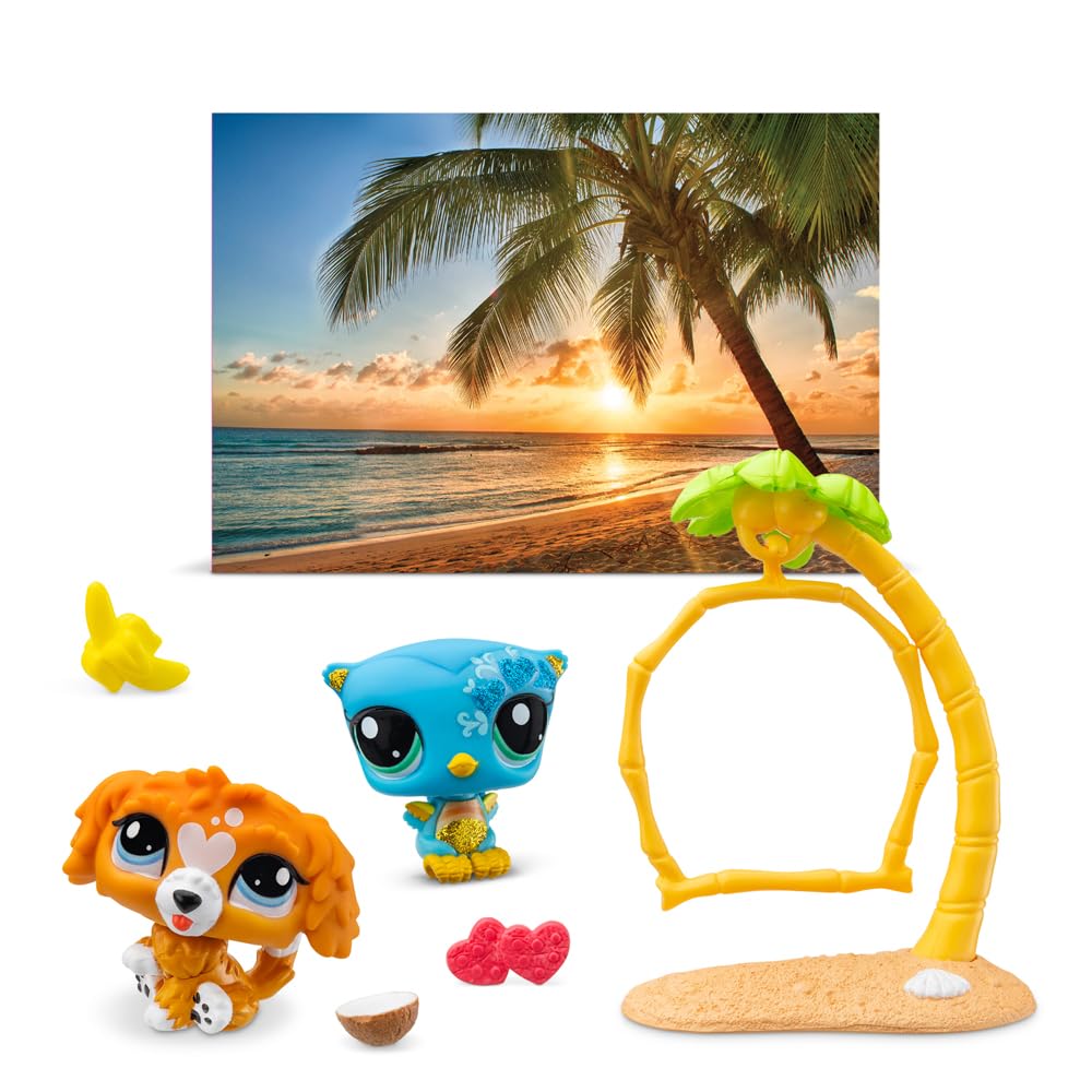 Bandai Littlest Pet Shop Petfluencer Sunset Pals – 2 Mini Pets, 4 Accessories