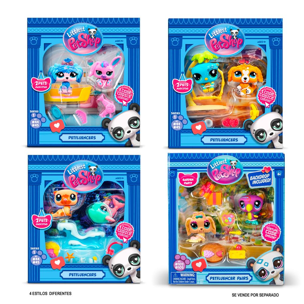 Bandai Littlest Pet Shop Petfluencer Sunset Pals – 2 Mini Pets, 4 Accessories