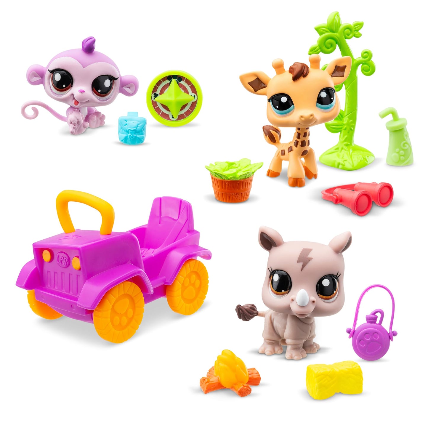 Littlest Pet Shop Safari Play Pack Gen 7 – Pets #53, #54, #55 | Collectible Bobblin' Heads