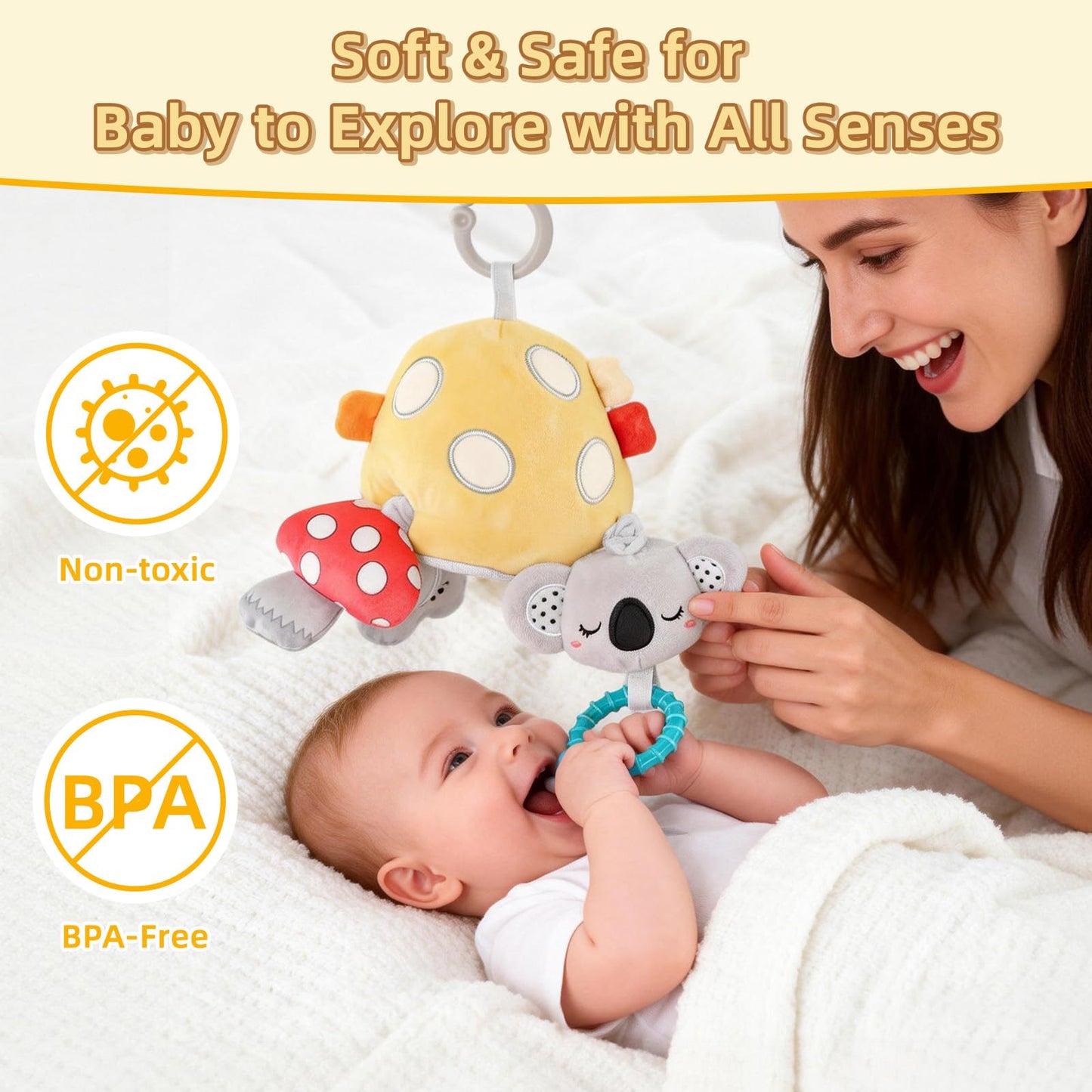 littlove Musical Car Seat Toy for Babies 0–12 Months — Montessori Sensory Travel Plush