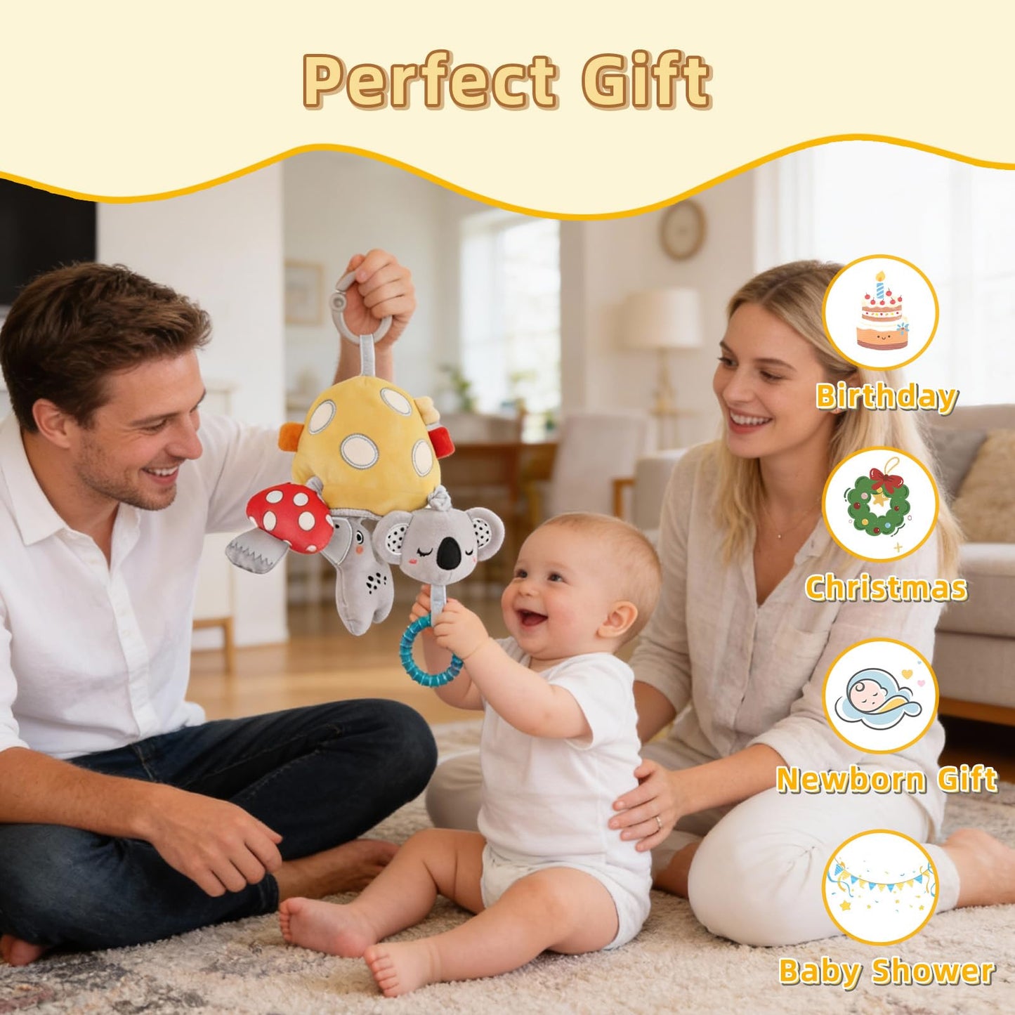 littlove Musical Car Seat Toy for Babies 0–12 Months — Montessori Sensory Travel Plush