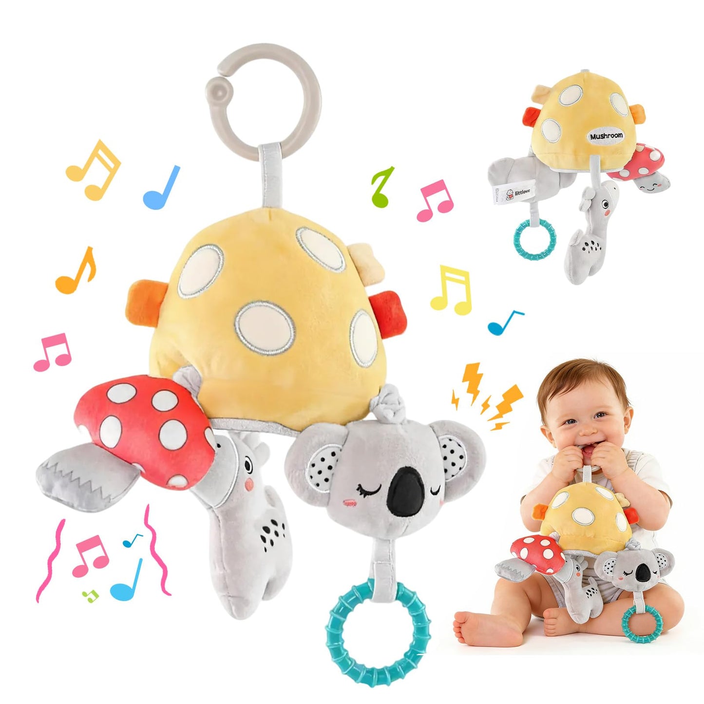 littlove Musical Car Seat Toy for Babies 0–12 Months — Montessori Sensory Travel Plush
