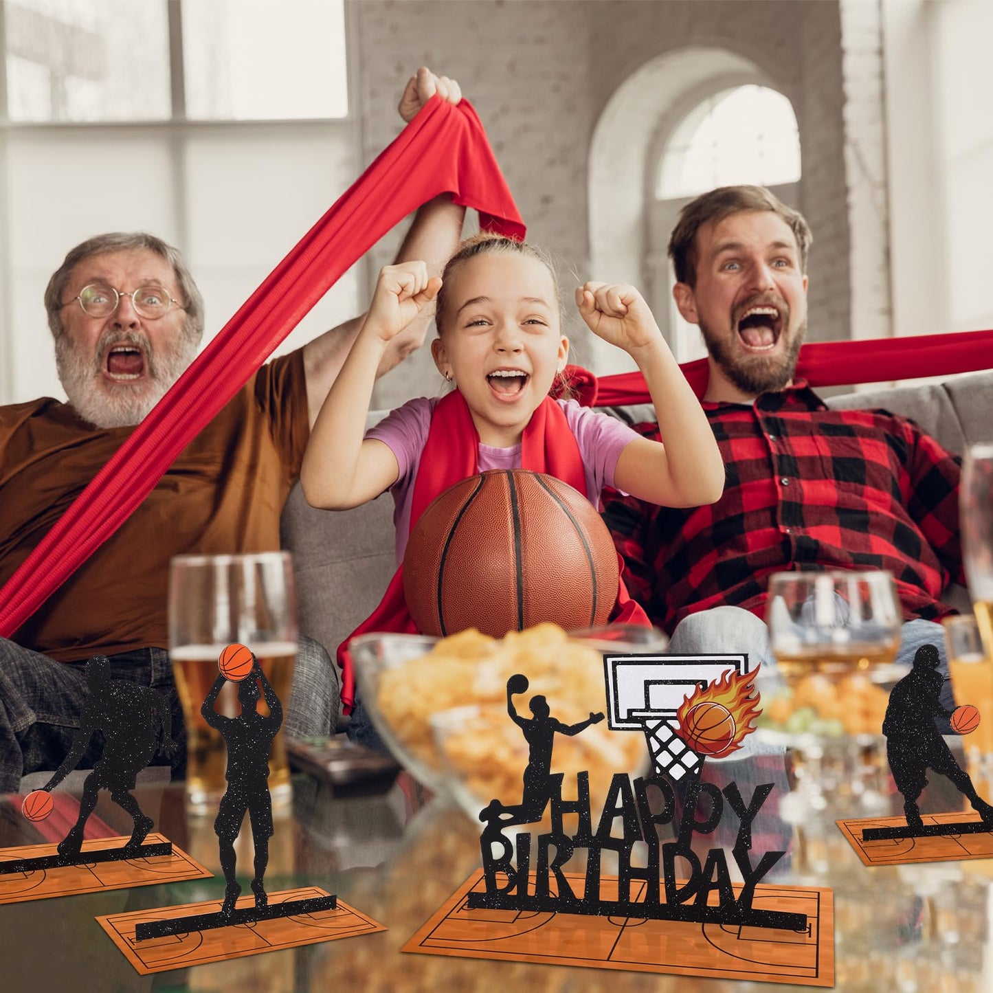 LIUBUJINGYING 13-Piece Basketball Party Centerpieces – DIY Table Decor for Sports Theme Parties