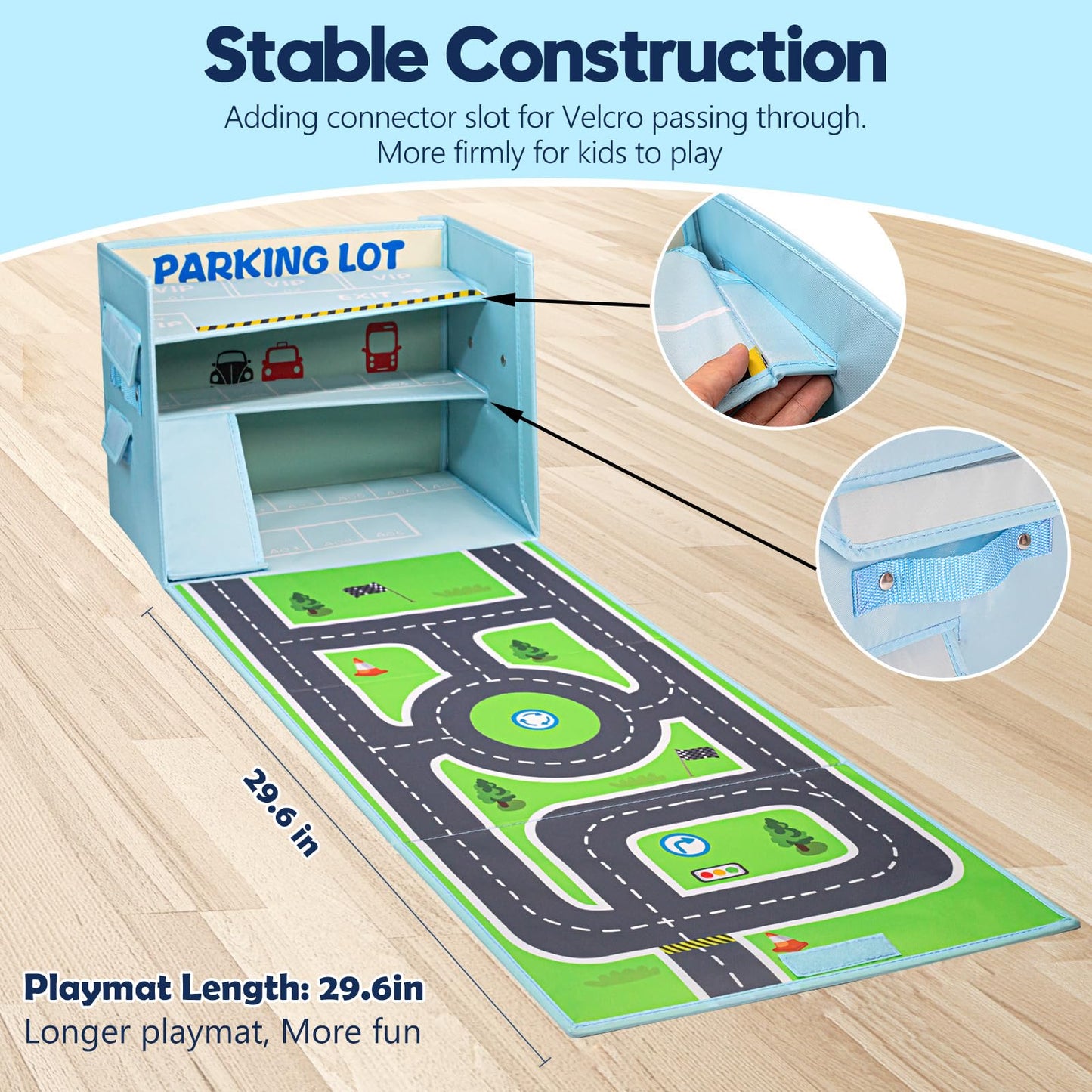 Livememory Toy Car Garage Box — 3-in-1 Storage, Play Mat & 3-Level Garage (Cars Not Included)