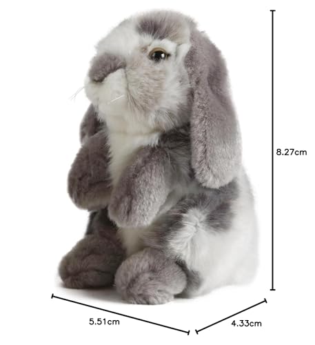 Living Nature Grey Sitting Lop Eared Rabbit Plush Toy — 7 Inch