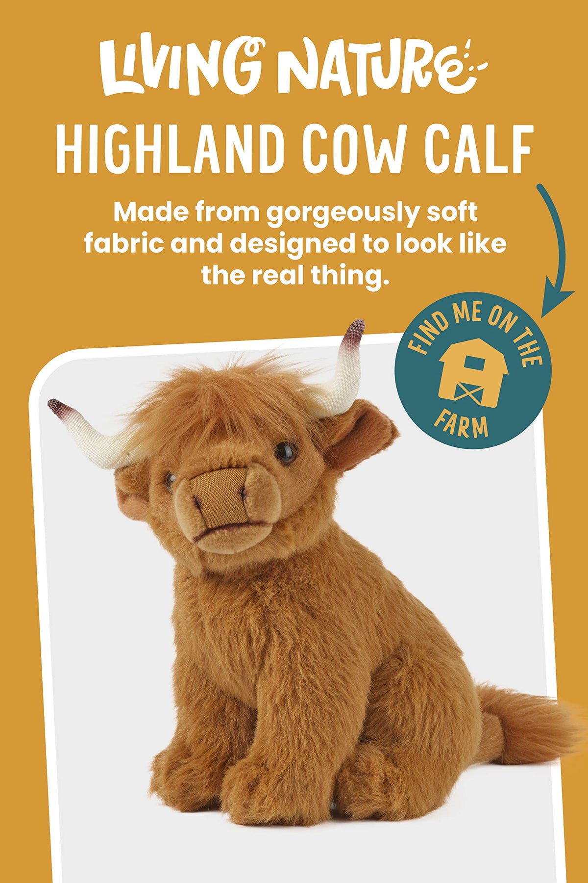 Living Nature Small Highland Cow Stuffed Animal | 6-Inch Plush Toy