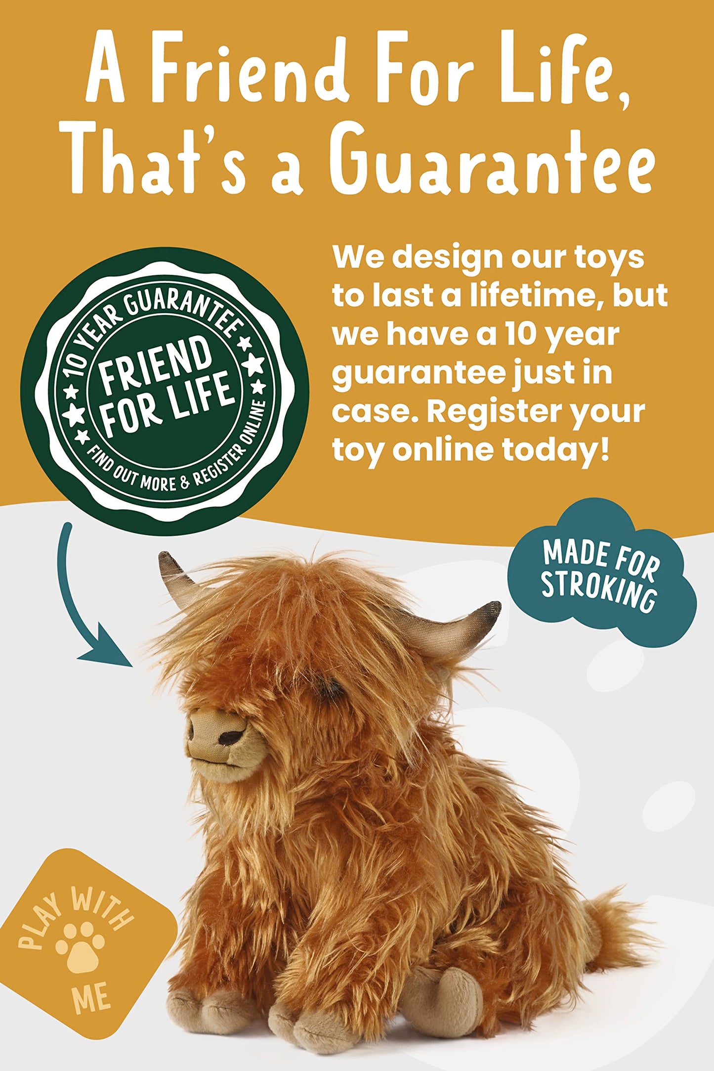 Living Nature Highland Cow Brown Plush Toy – 9-Inch Premium Farm Plush