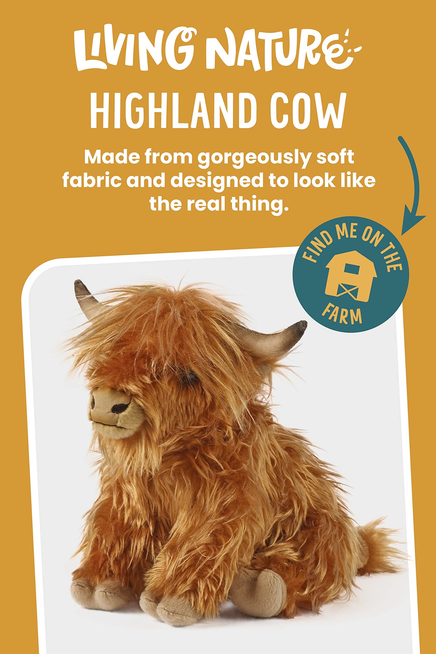 Living Nature Highland Cow Brown Plush Toy – 9-Inch Premium Farm Plush