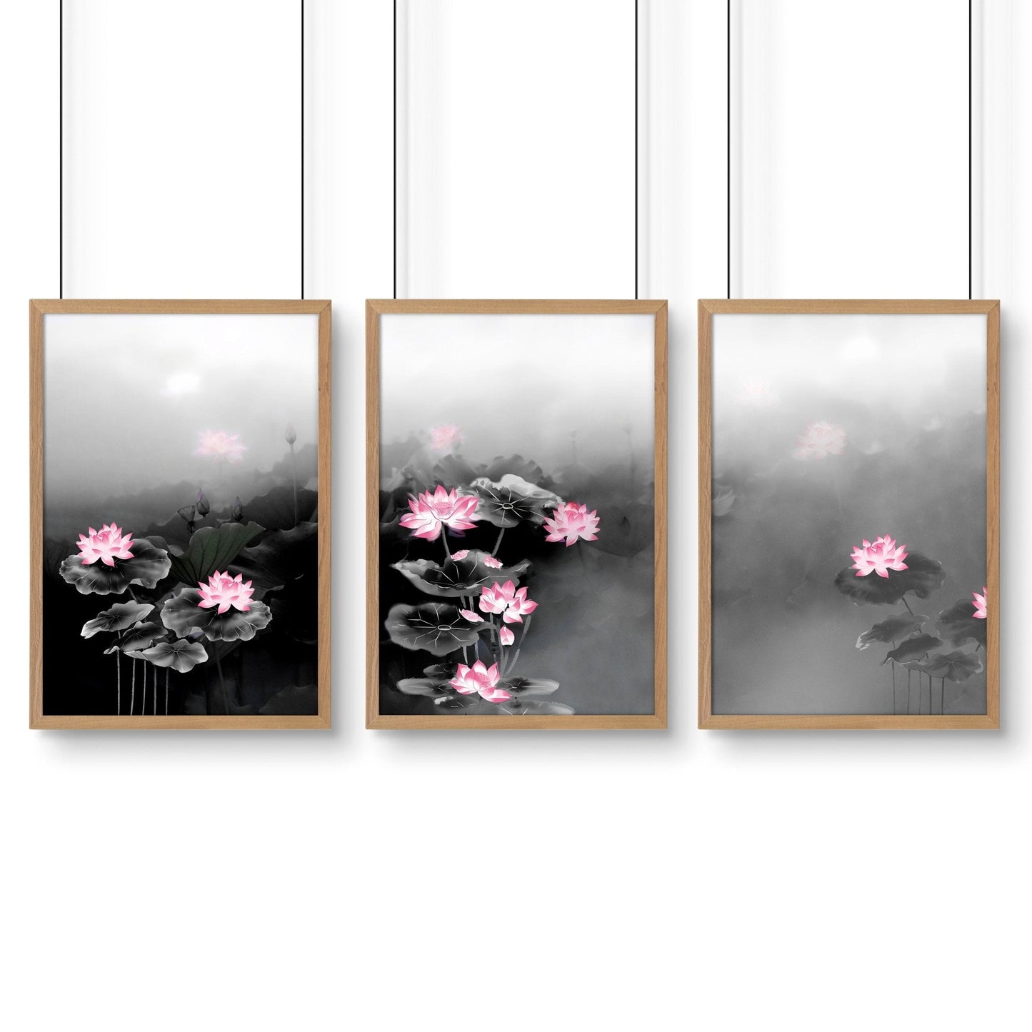 Living Room Canvas Art | Set of 3 Asian Inspired Wall art Prints