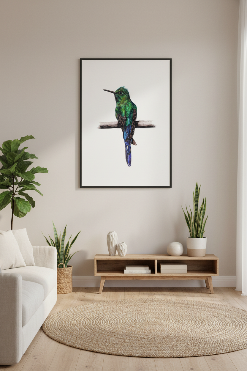 Hummingbird Wall Art Print – Fine Art Wildlife Illustration
