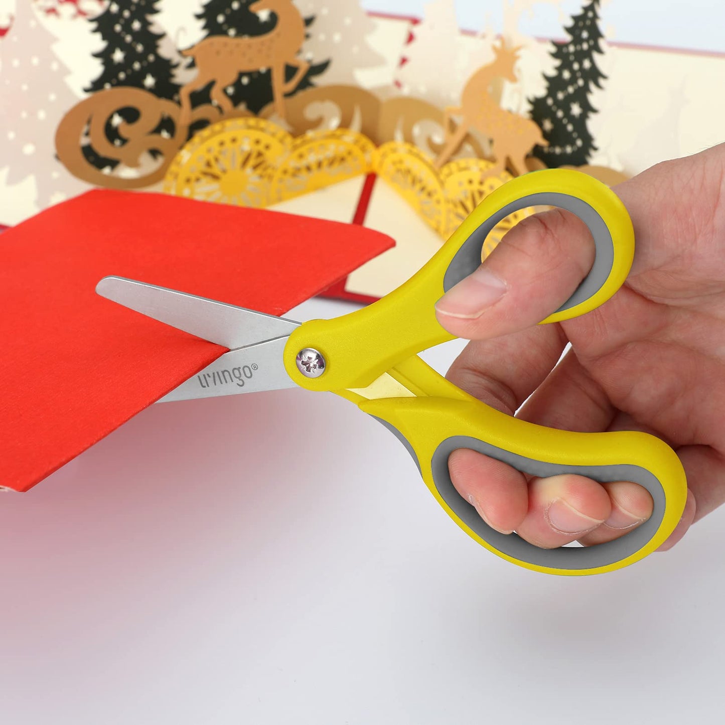 LIVINGO 3 Pack 5” Kids Scissors — Left/Right Handed, Safe Blunt Stainless, with Cover | Classroom Craft Supplies