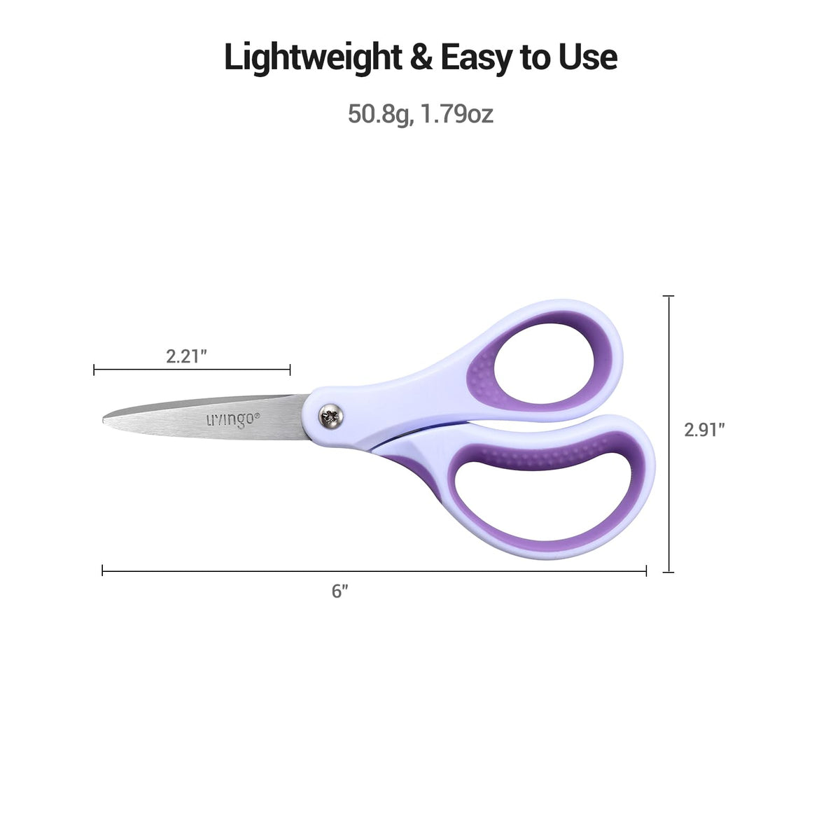 LIVINGO Kids Scissors 6” Pointed Tip – 3 Pack for Ages 8–11 | Stainless Steel Classroom Scissors