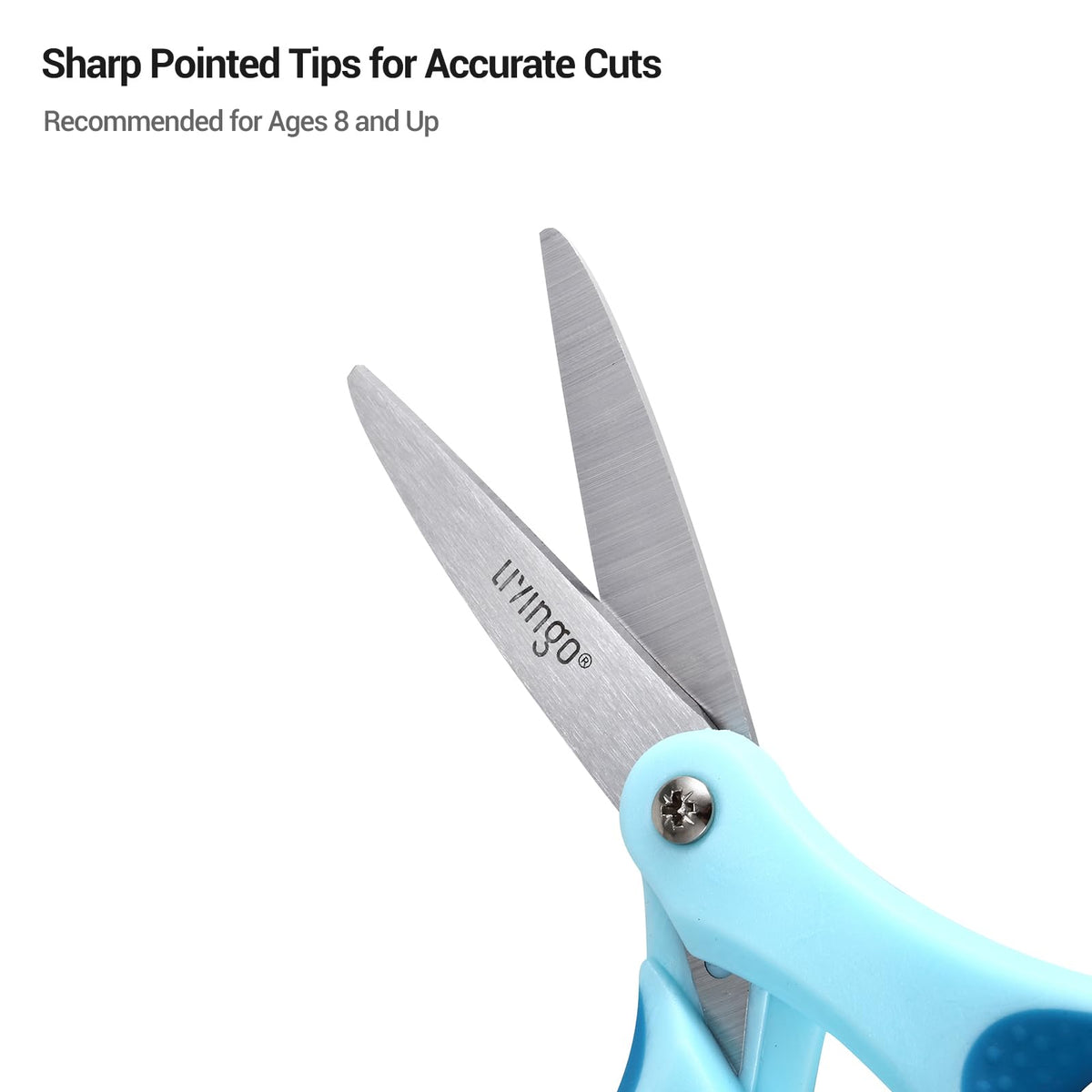 LIVINGO Kids Scissors 6” Pointed Tip – 3 Pack for Ages 8–11 | Stainless Steel Classroom Scissors