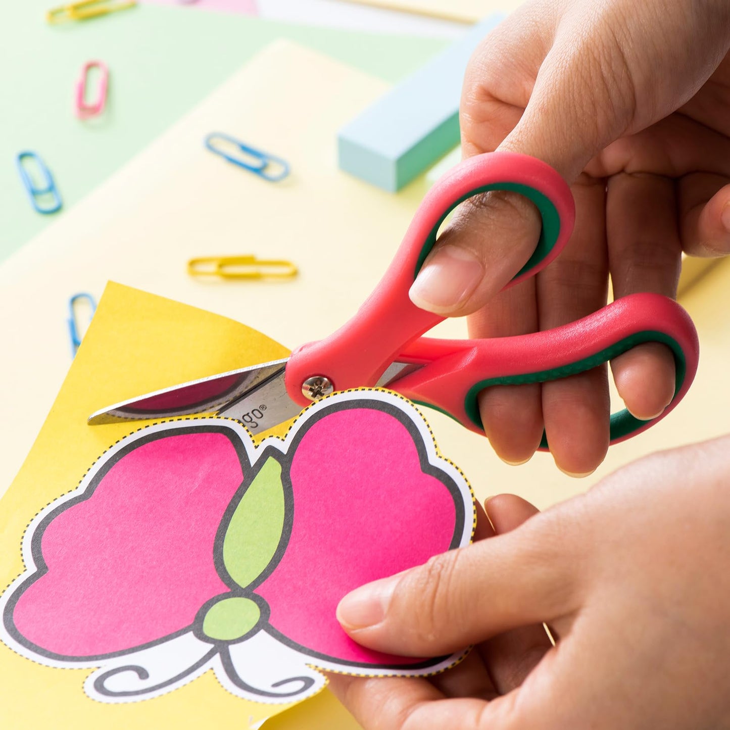LIVINGO 5-Inch Kids Scissors – Pointed Tip, Soft Ergonomic Handles, Right/Left Handed, 3-Pack