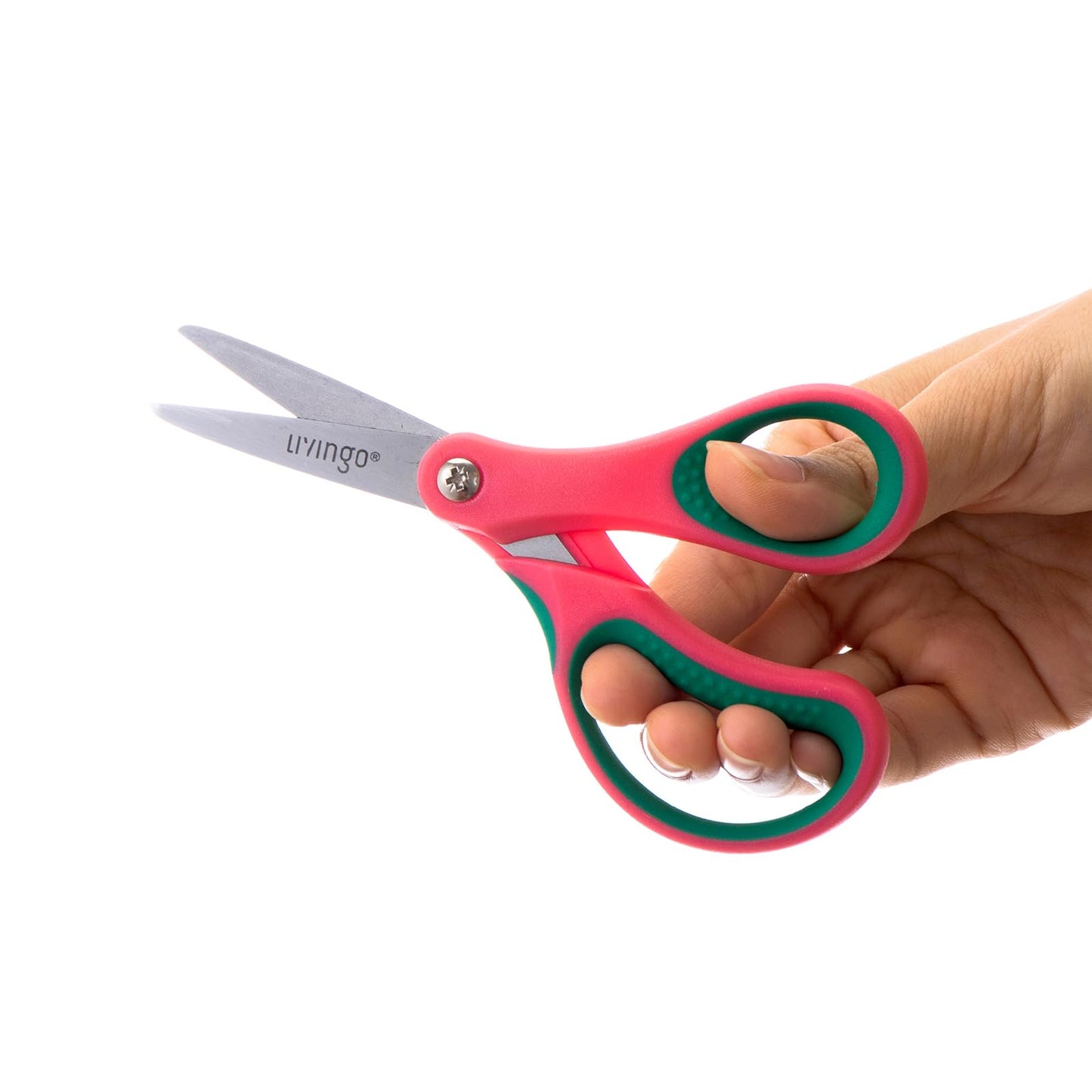 LIVINGO 5-Inch Kids Scissors – Pointed Tip, Soft Ergonomic Handles, Right/Left Handed, 3-Pack